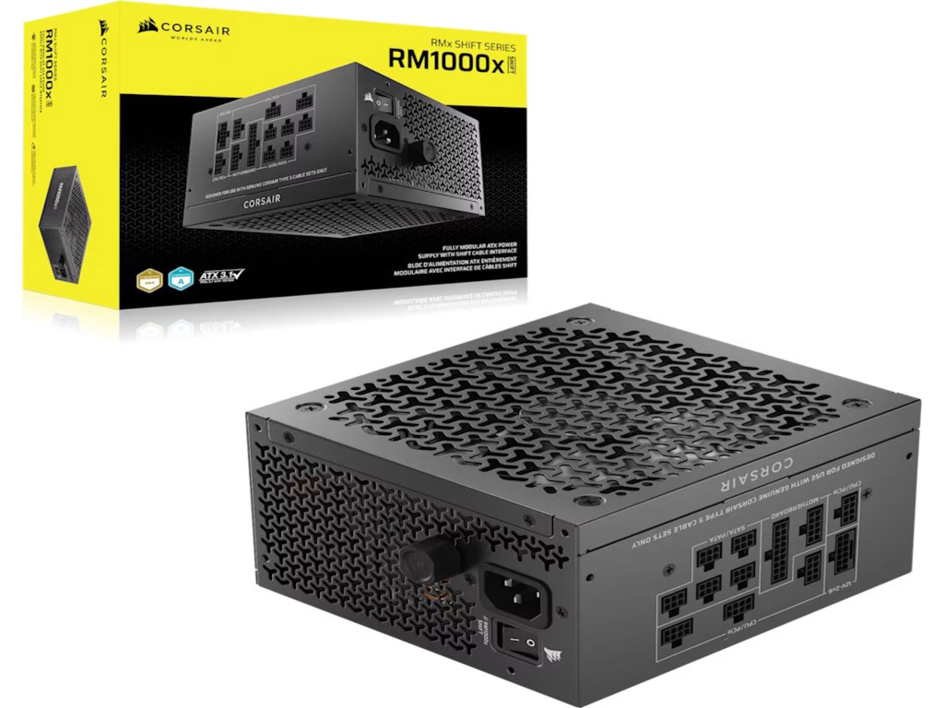 Corsair PSU RM1000x Shift80PLUS, Gold, Fully ModularATX 3.1, PCIe 5.1