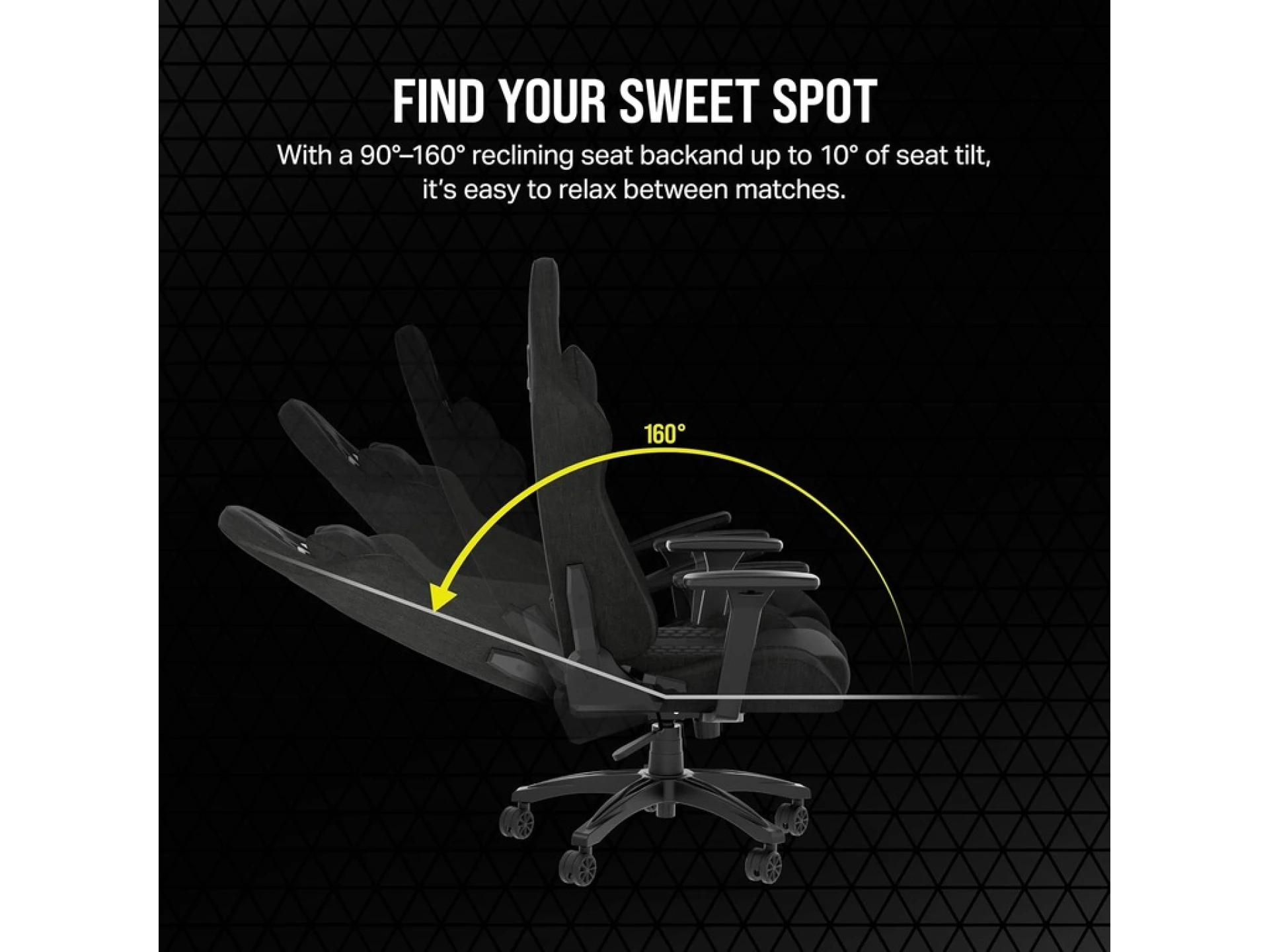 Corsair TC100 Gaming ChairRelaxed, Fabric Black/Grey120kg
