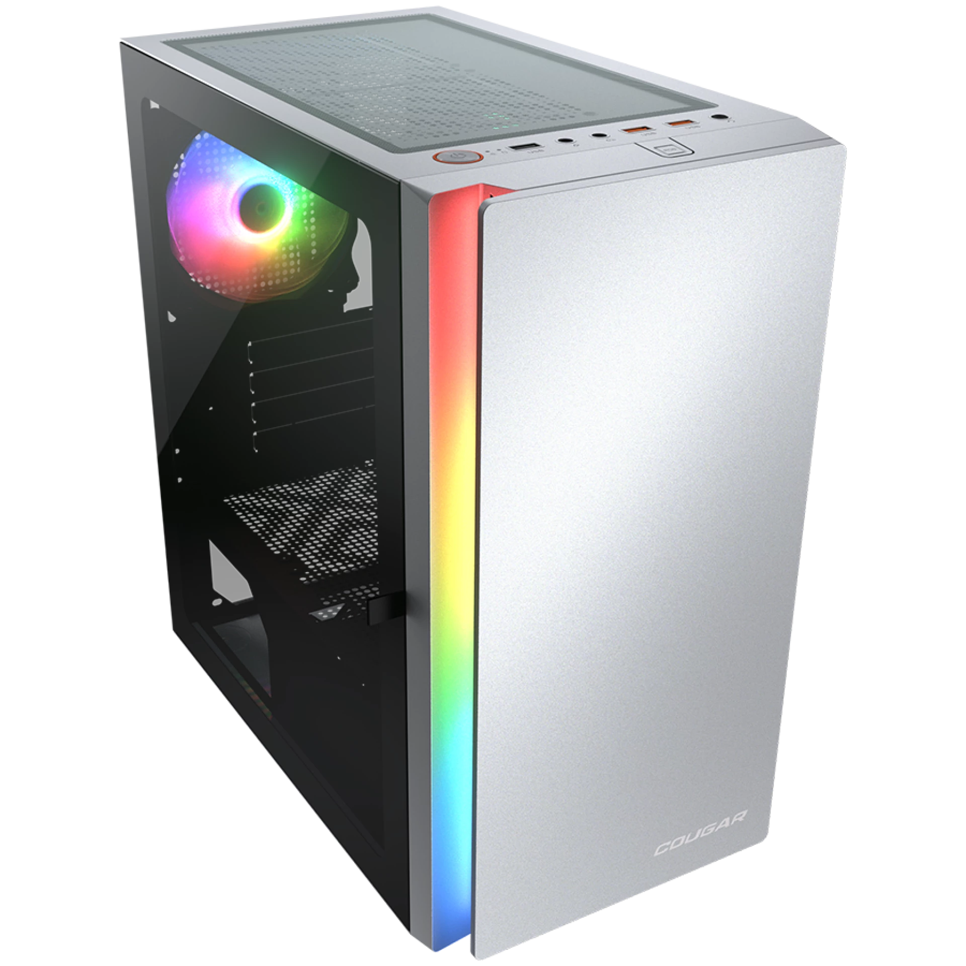 COUGAR | Purity RGB White | PC Case | Mini Tower / TG Front Panel with ARGB strip / 1 x ARGB Fan / 3mm TG Left Panel