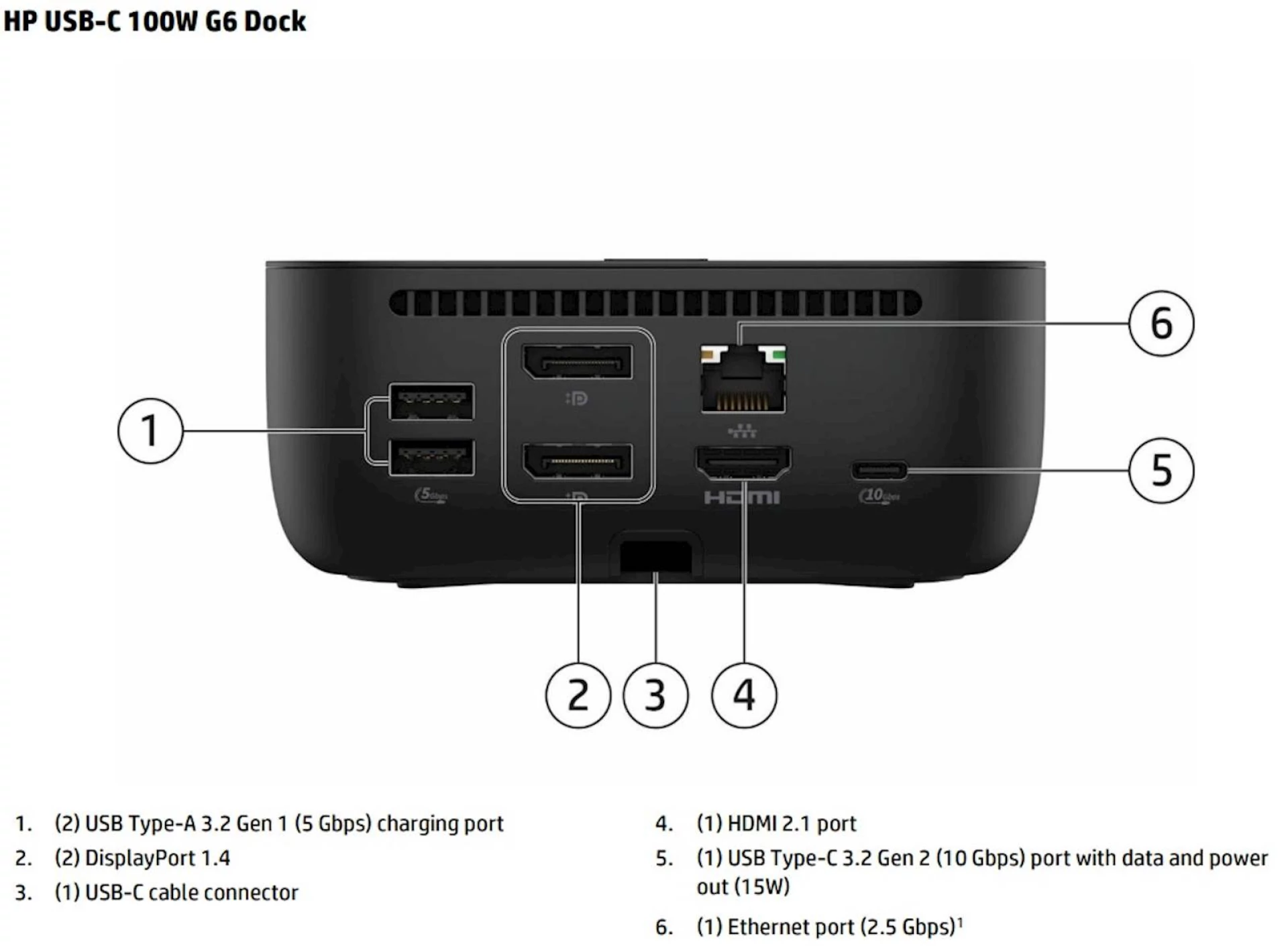 Docking HP USB-C 100W G6 (9X3V1UT)