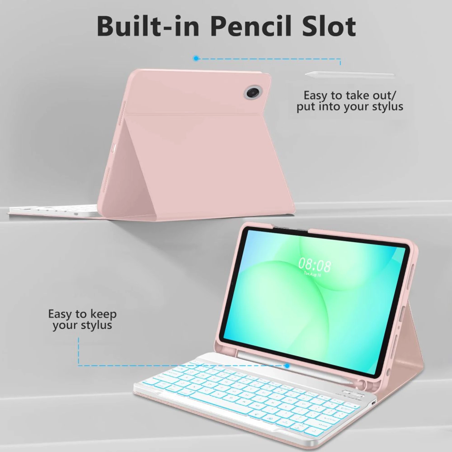 Futrola Tech-Protect SC Pen Case +keyboard za Samsung Tab A9+/A11+ 11.0 roza