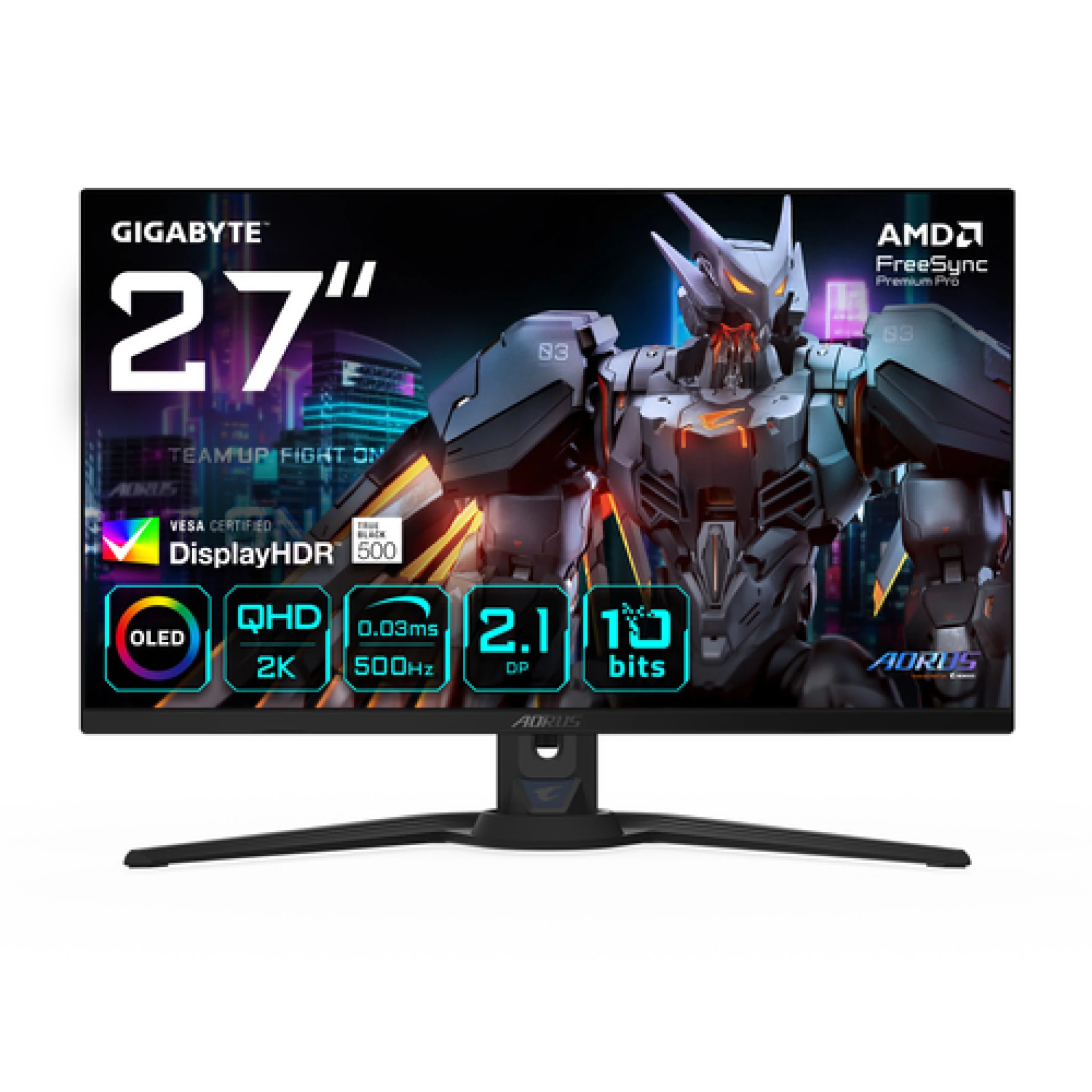 Gigabyte Gaming Monitor 27" OLED, 2560x1440 (QHD), 500 Hz 300cd/m2; 1000cd/m2, 1.5M:1, speaker