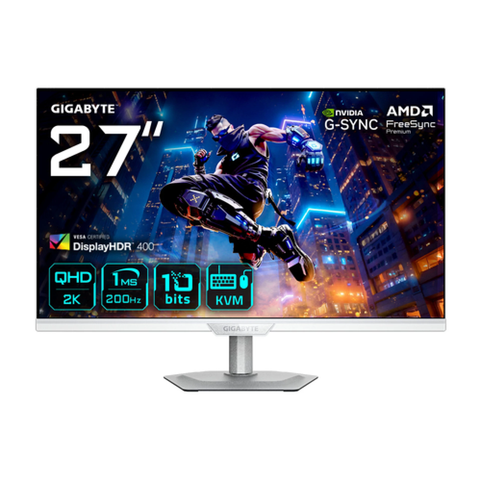 Gigabyte Gaming Monitor 27" SS IPS, White (bijela), QHD, 350cd, 210 Hz, 1ms, Height, Vesa, Pivot