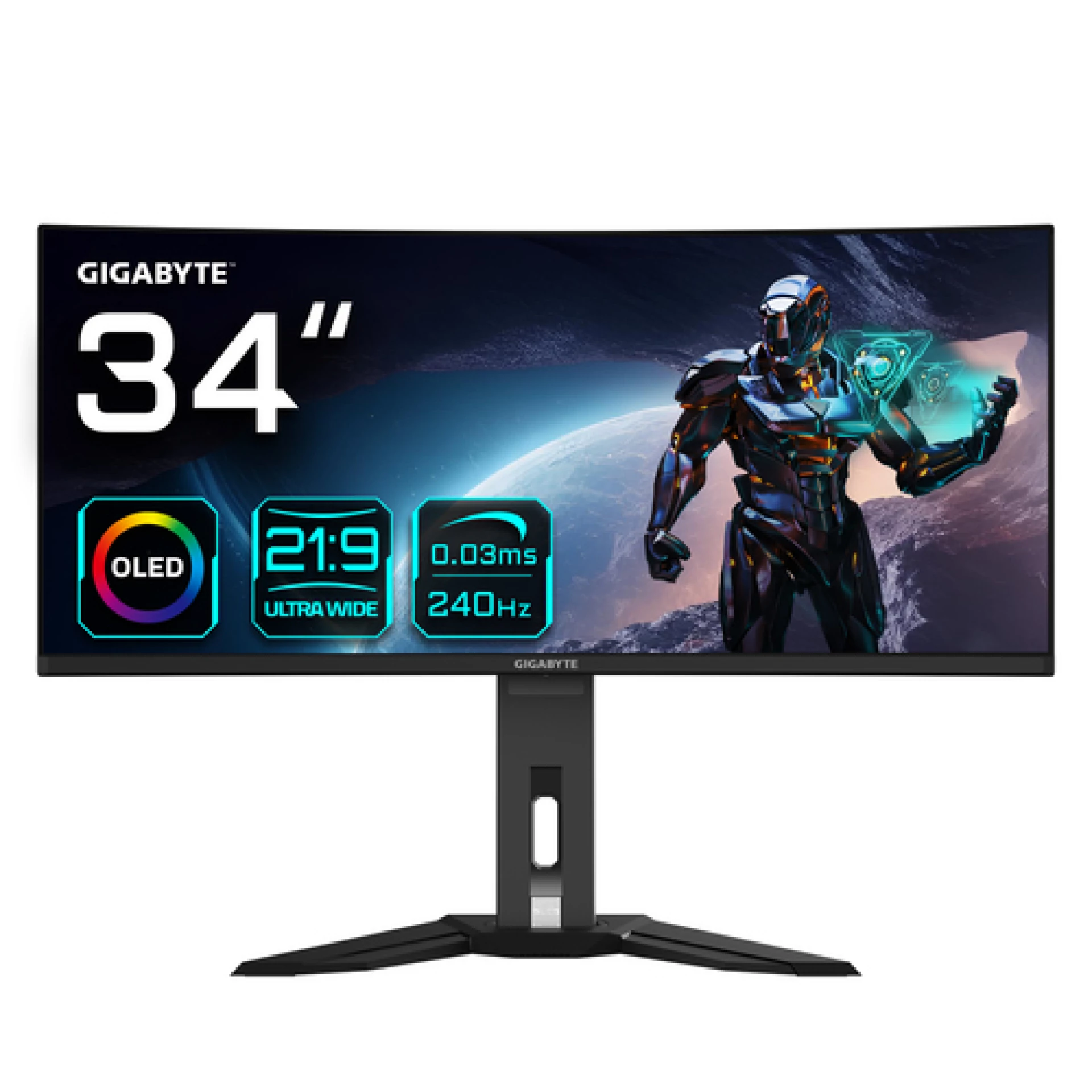 Gigabyte Gaming Monitor 34" 34" OLED, 3440x1440 (WQHD), 250cd; 1000cd, 240Hz, speaker, height