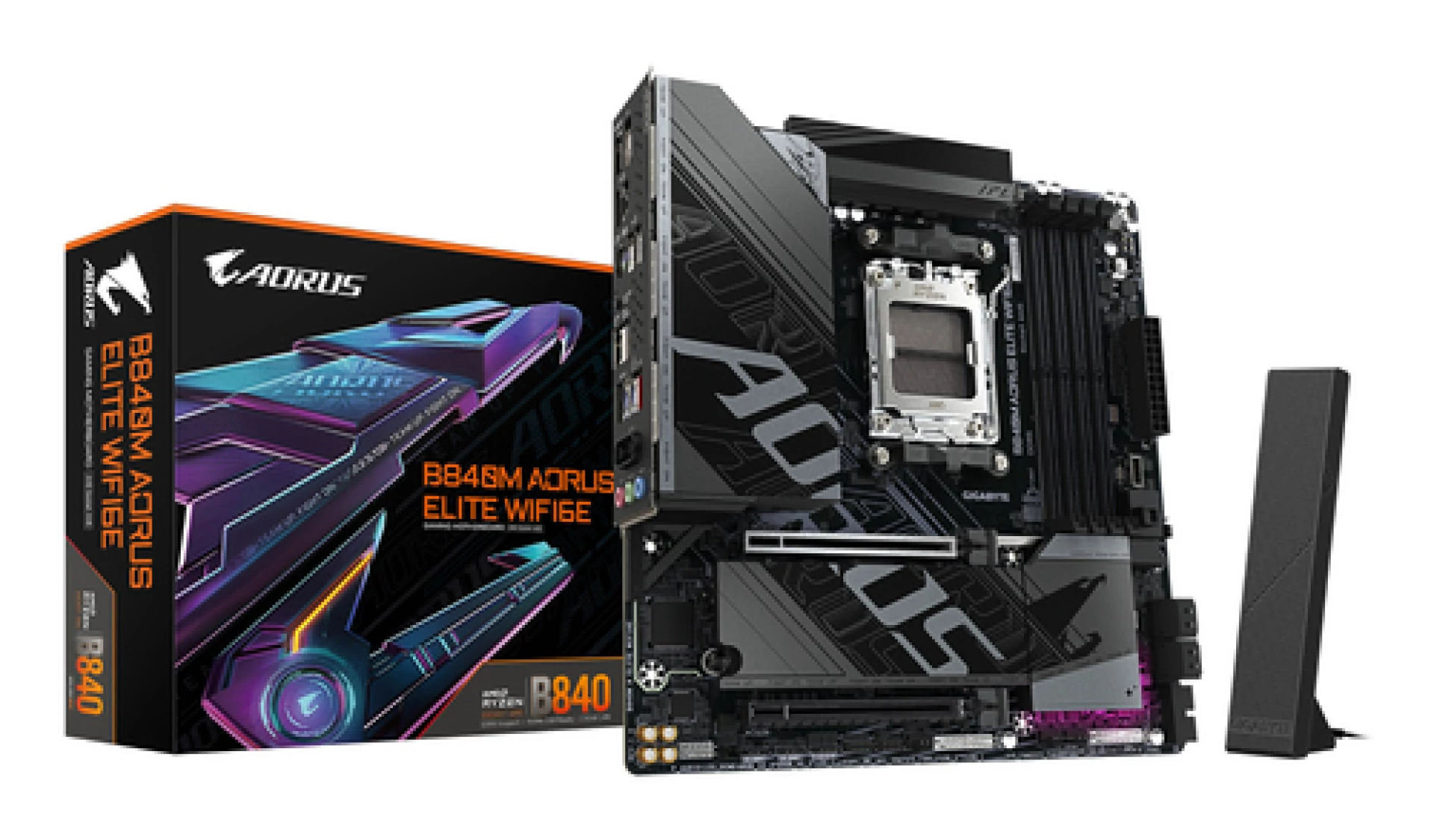 Gigabyte MB B840 AORUS ELITE AM5, 4x DDR5, 2x M.2, 4x SATA 8xUSB; 1x HDMI, 1x DP, mATX;