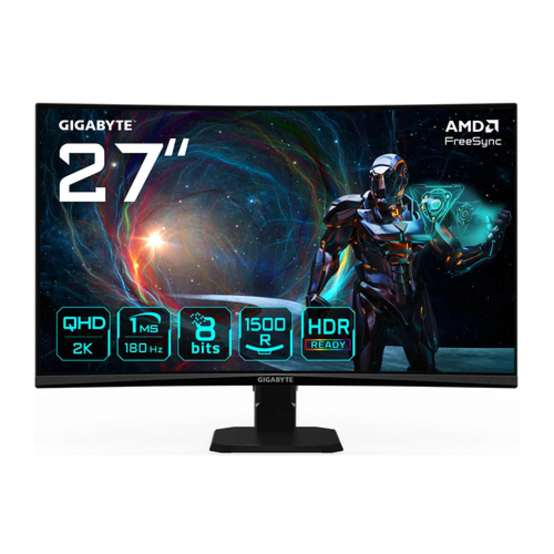 Gigabyte Monitor 27" GS27QCA 27" VA 1500R, 2560x1440 QHD, 250cd, 180Hz, 1ms, 2x HDMI, 1x DP