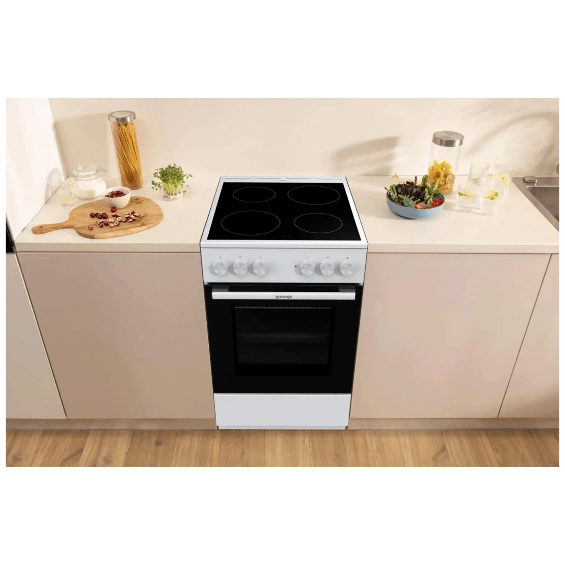 Gorenje Štednjak, 4 staklokeramička ploča, 8600W, pećnica 74 lit, A - GEC5A20WG