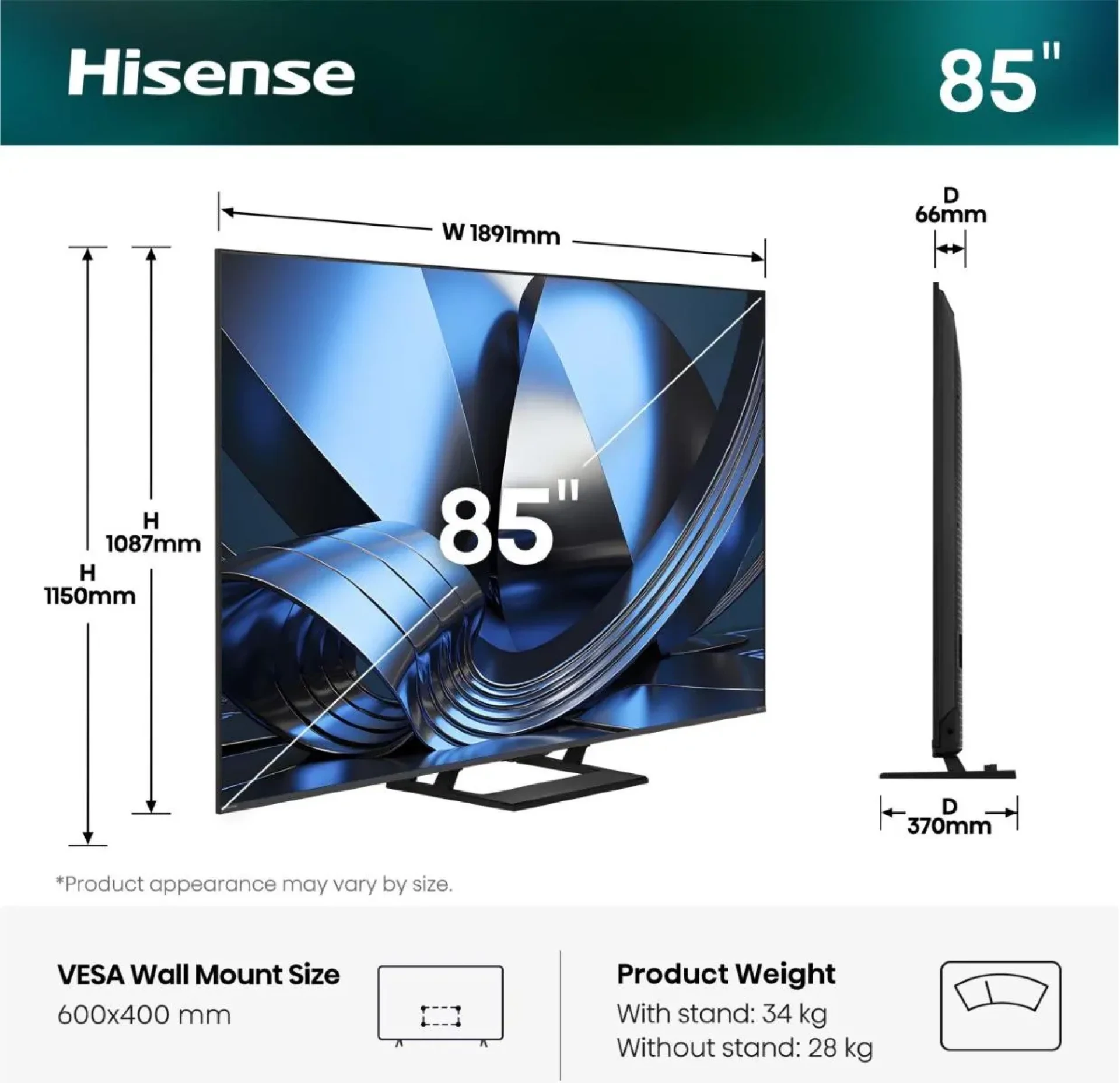HISENSE TV LED 85U7SE