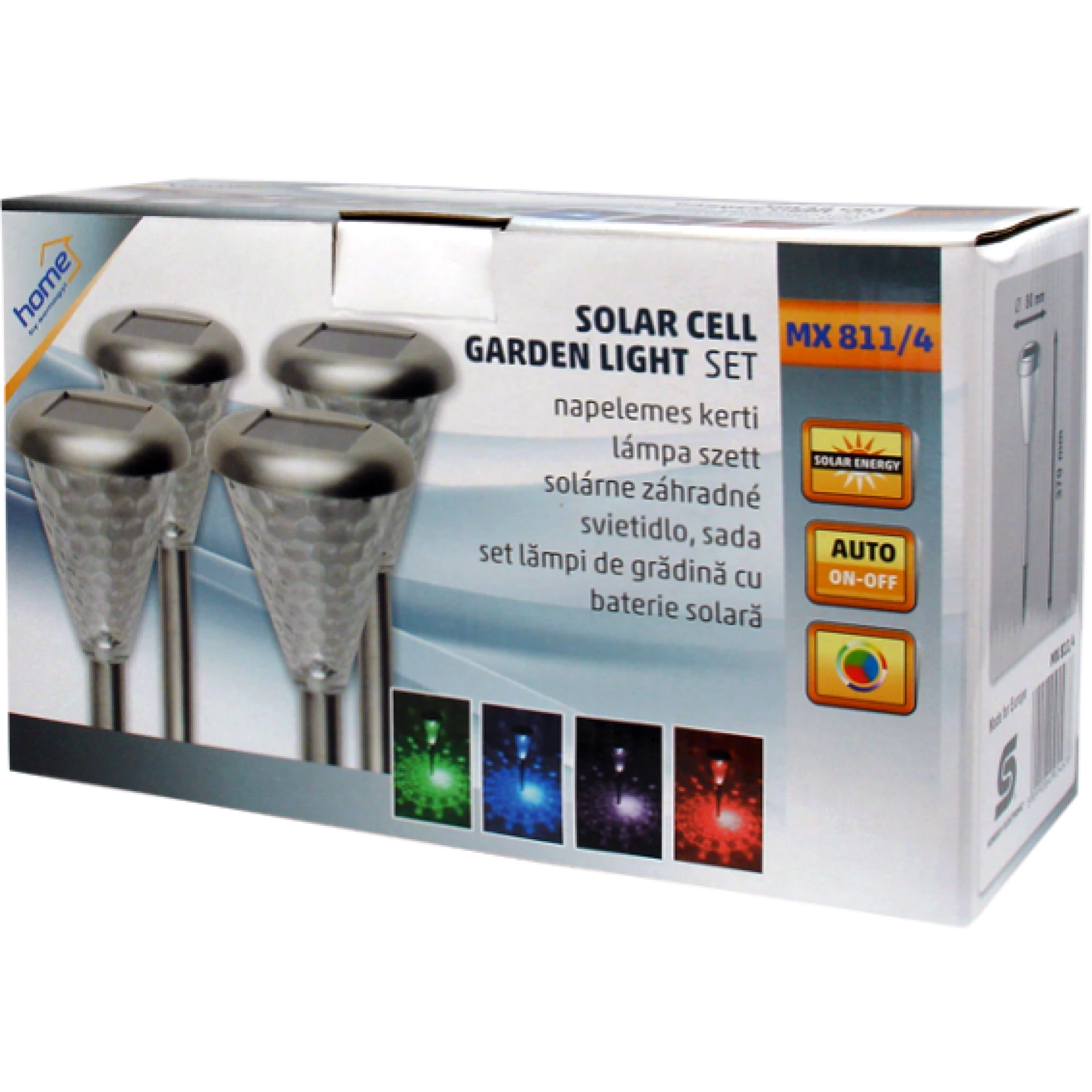 home Solarna vrtna LED lampa, metal/staklo, set 4 komada, 300 mAh - MX 811/4