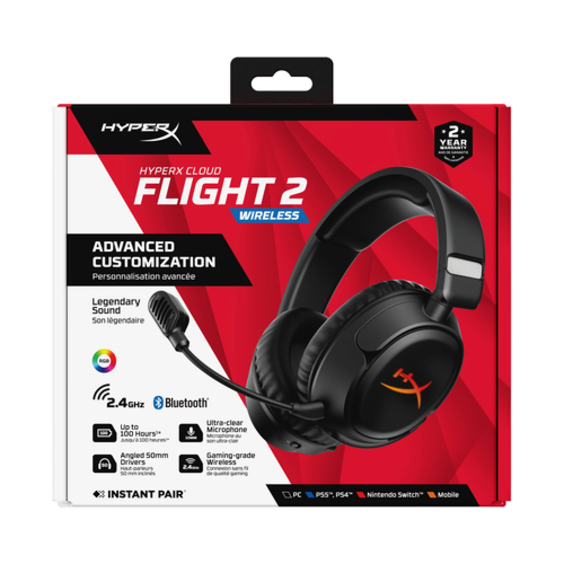 HyperX Cloud Flight 2 RGBWireless Gaming Headset(Black)