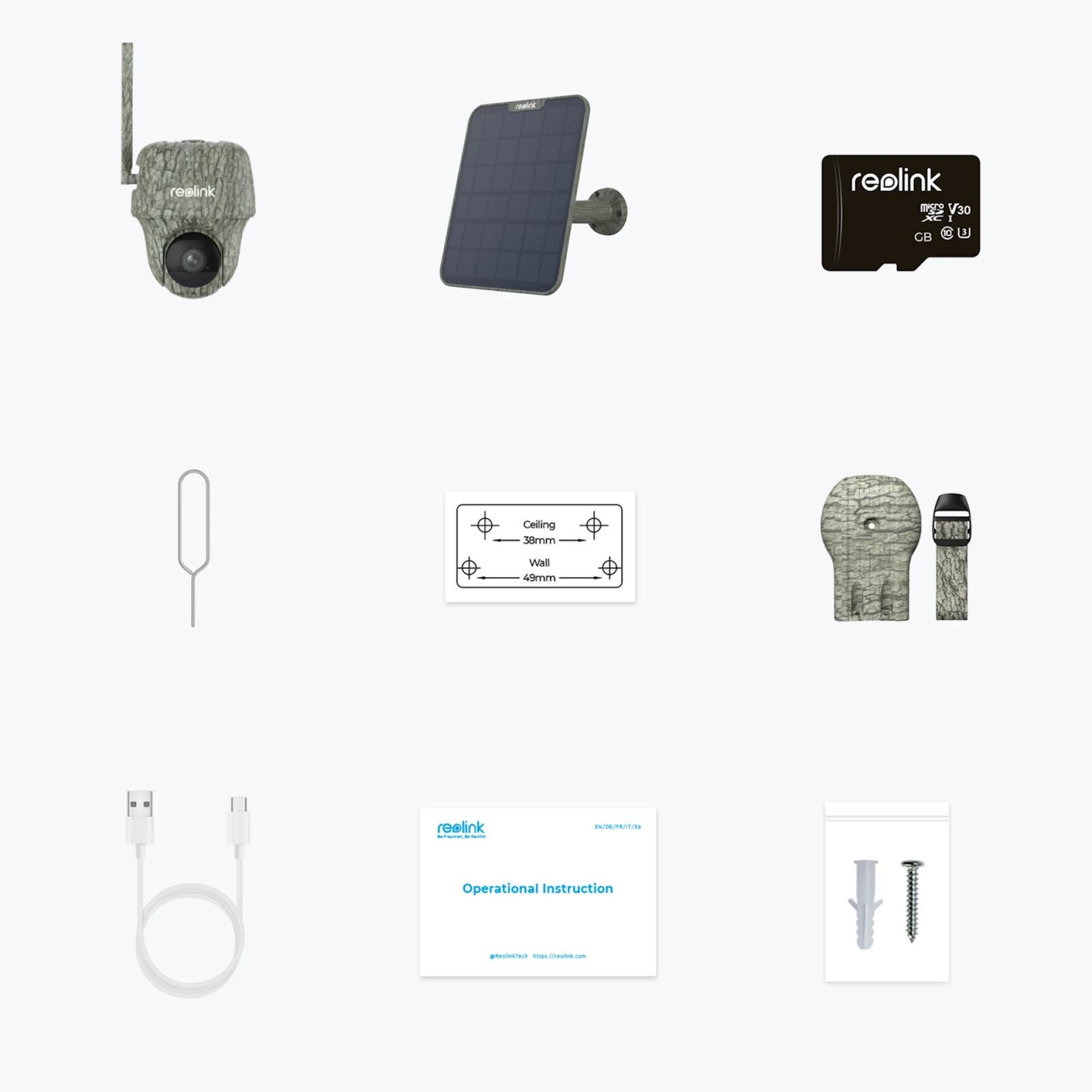 IP kamera Reolink GO serija G450 4K, vanjska, maskirna, baterija, 4G LTE, 360° + solarni panel