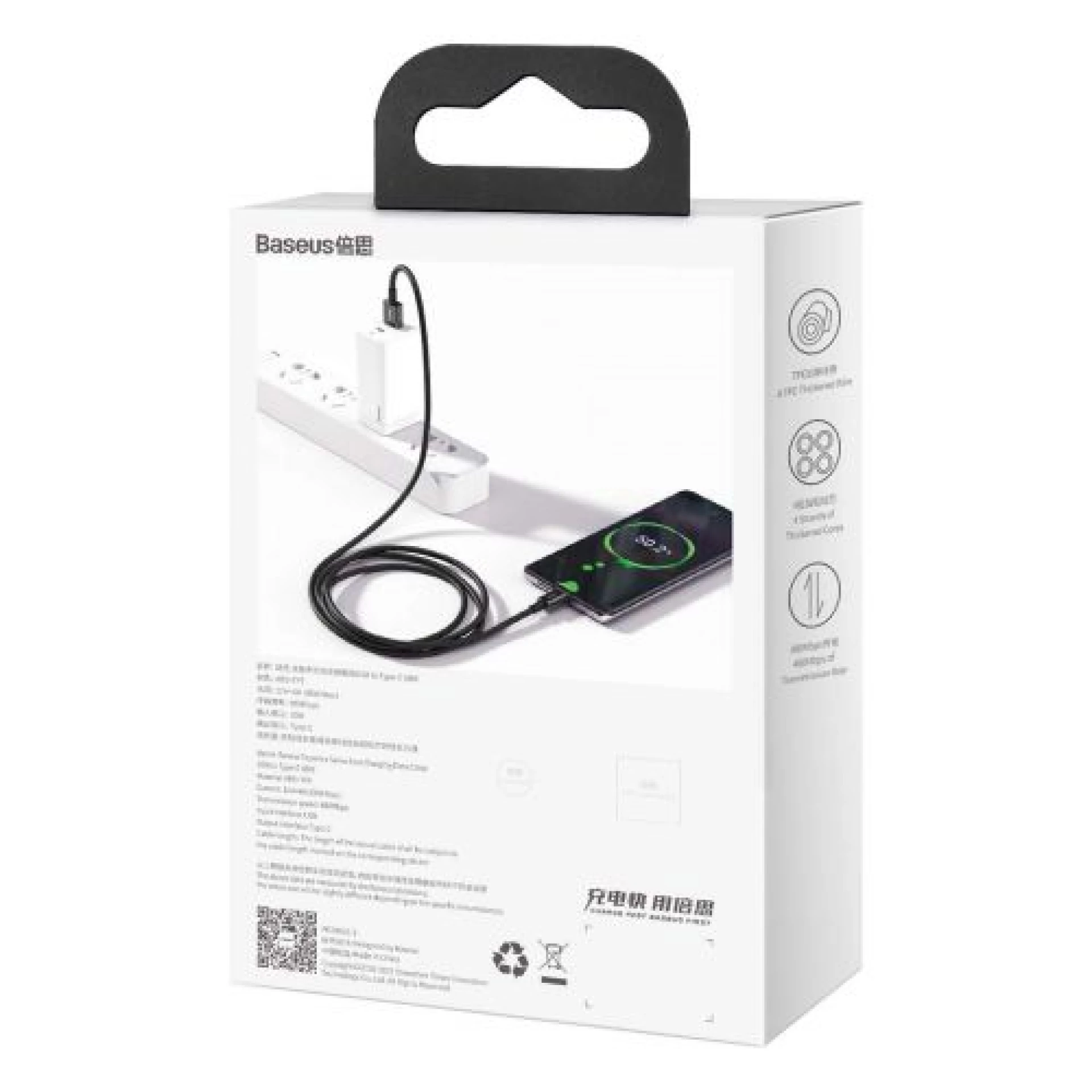 Kabl Baseus Superior USB A - Type-C 66W 2m crni