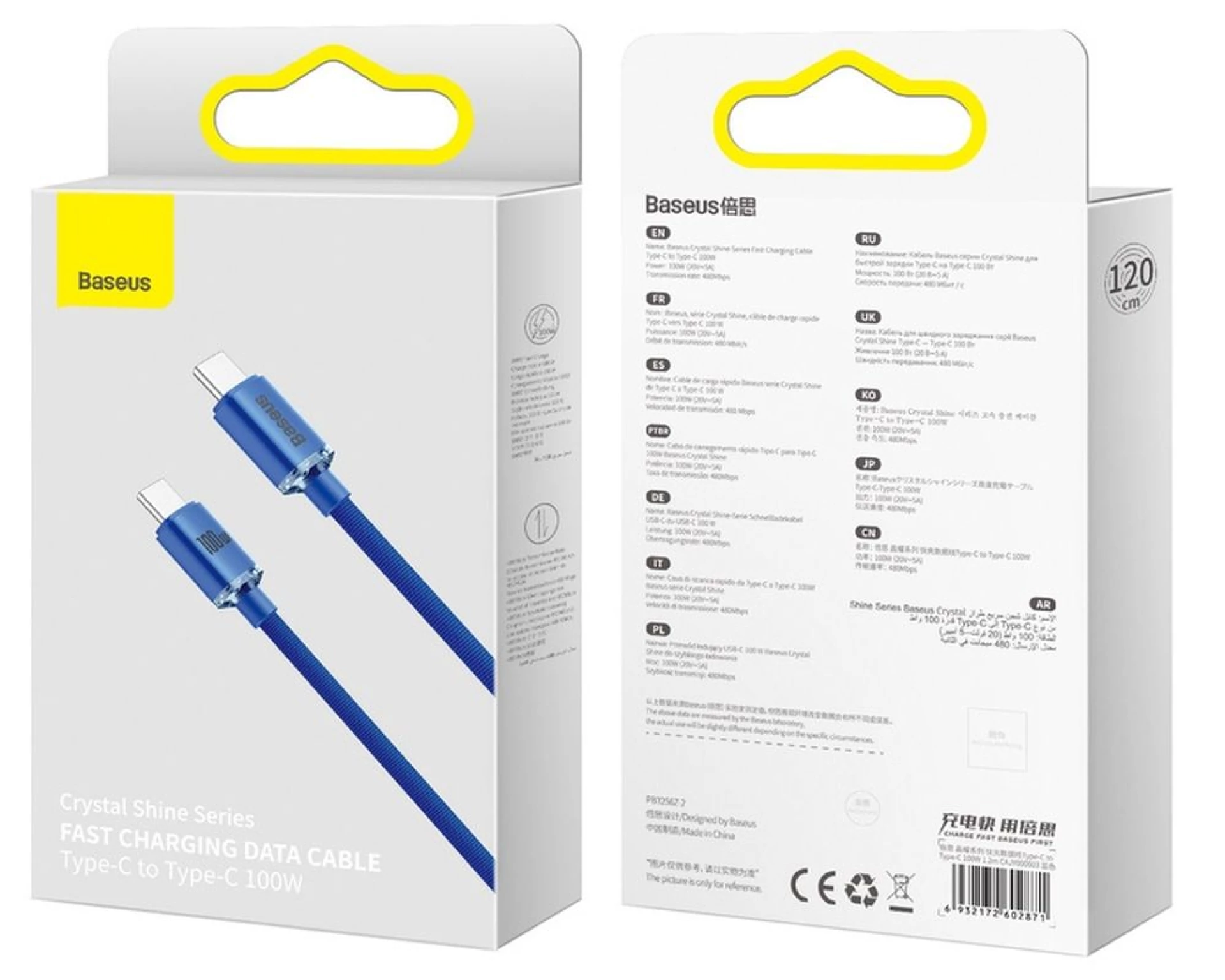 Kabl BASEUS Type C - C PD 100W 1.2m plavi