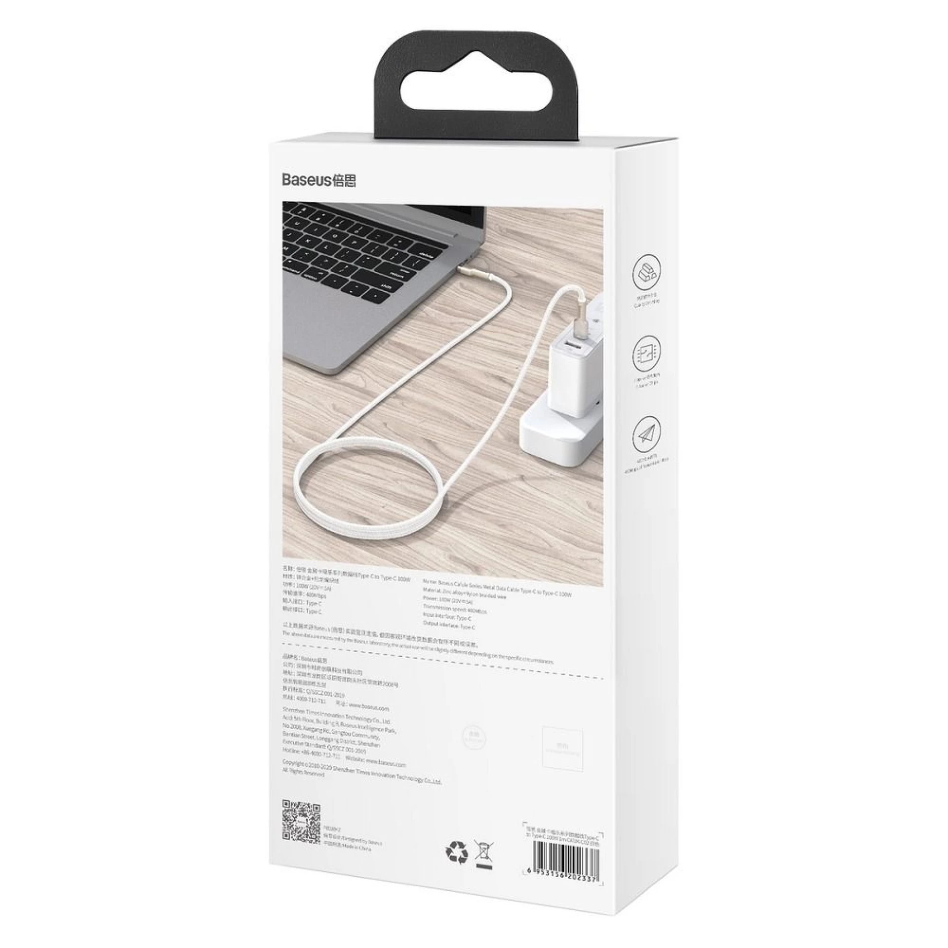 Kabl BASEUS Type C - C PD 5A 100W 1 m white