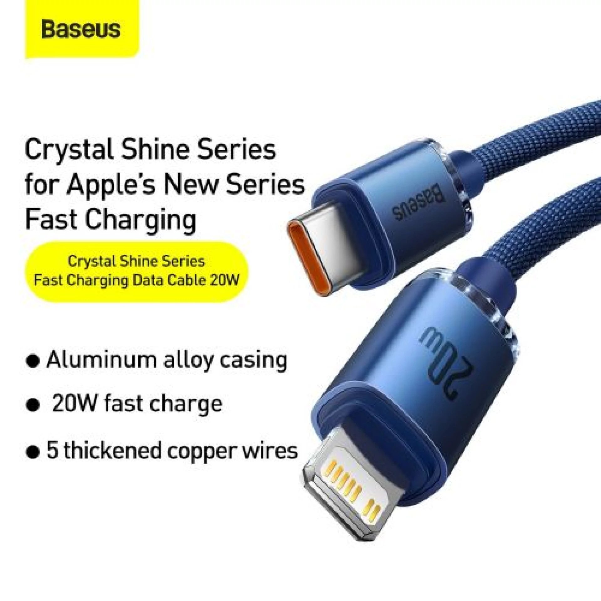 Kabl BASEUS Type C - Lightning PD 20W 2m plavi