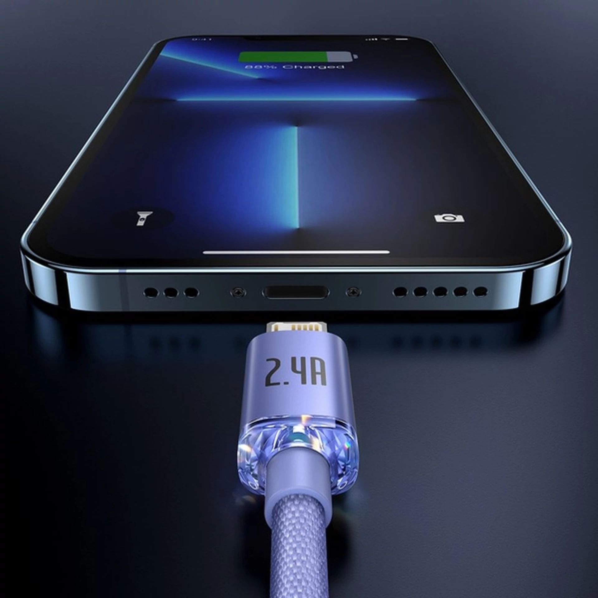 Kabl BASEUS USB A - Lightning 2.4A Crystal Shine 1,2m purple