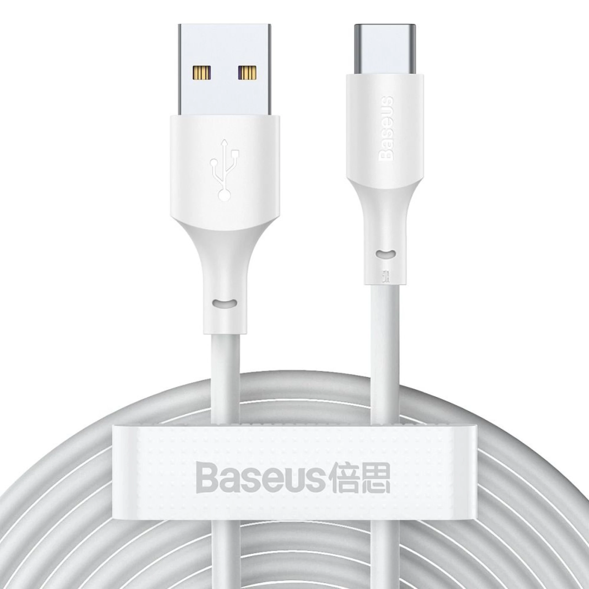 Kabl BASEUS USB A - Type C 2.4A Wisdom 1.5m white (2 Pcs)