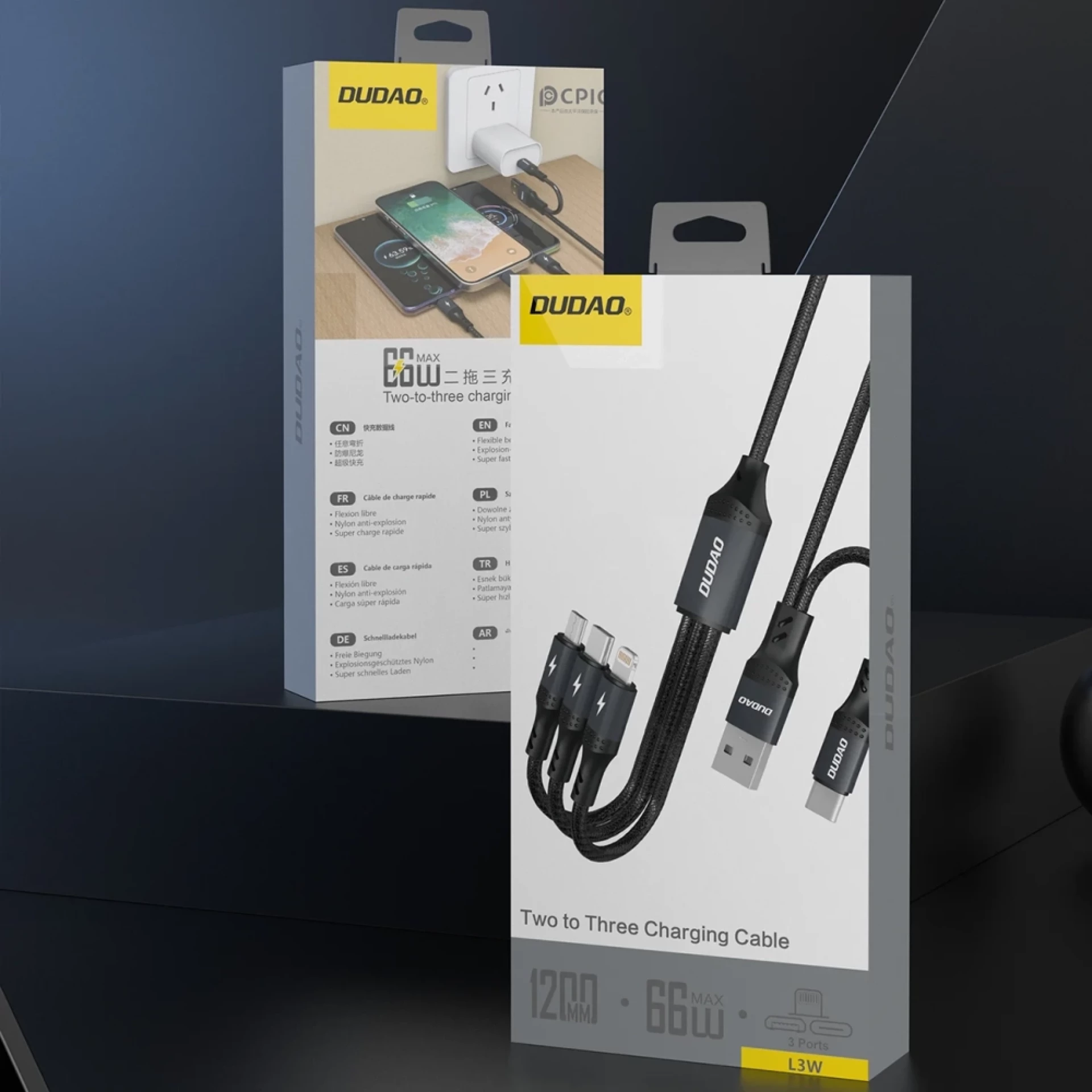 Kabl Dudao L3W USB-A/USB-C to Lightning/USB-C/MicroUSB 66W