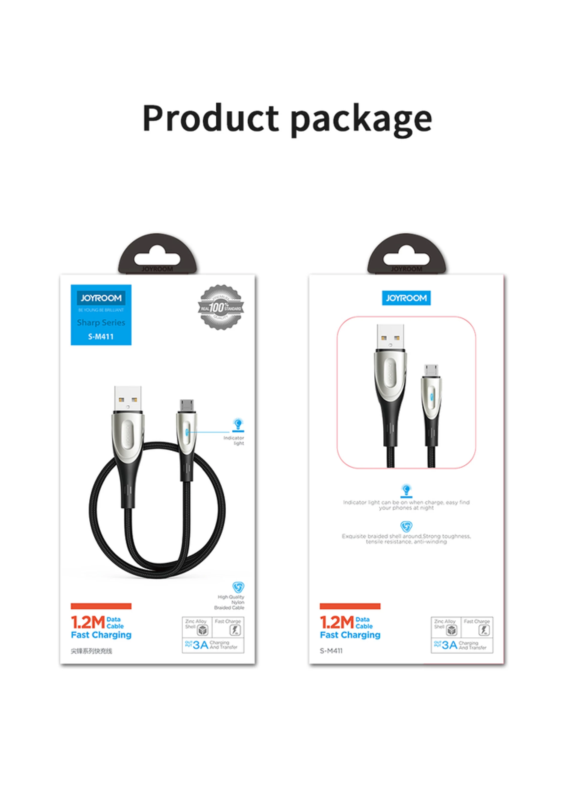 Kabl Joyroom S-M411 USB-A to Micro USB 3A 2m