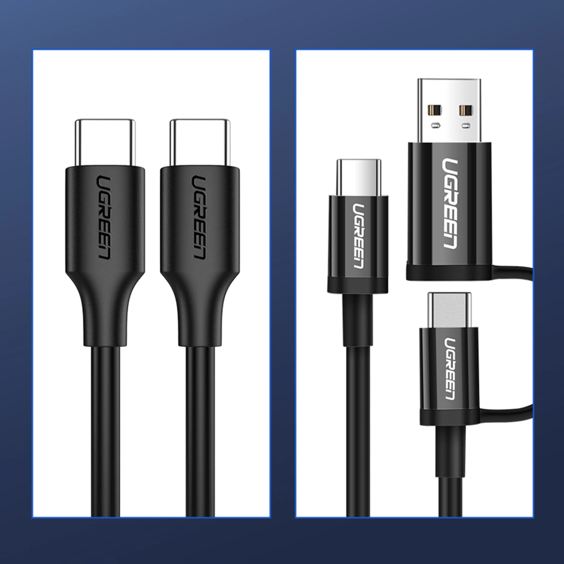 Kabl Ugreen USB-C to USB-C PD QC 3A US286 2m crni