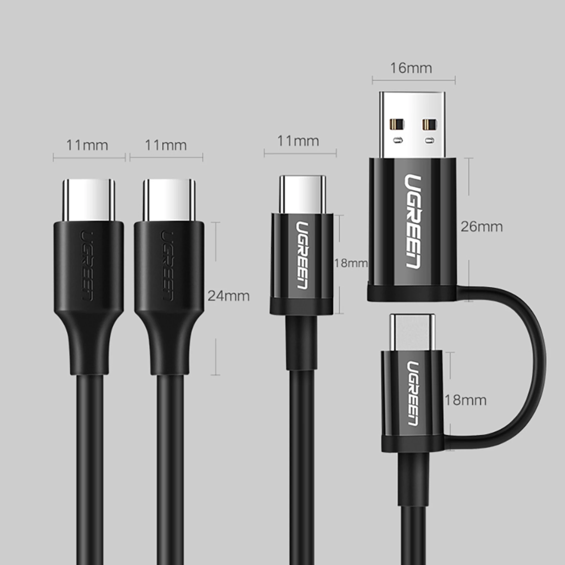 Kabl Ugreen USB-C to USB-C PD QC 3A US286 2m crni