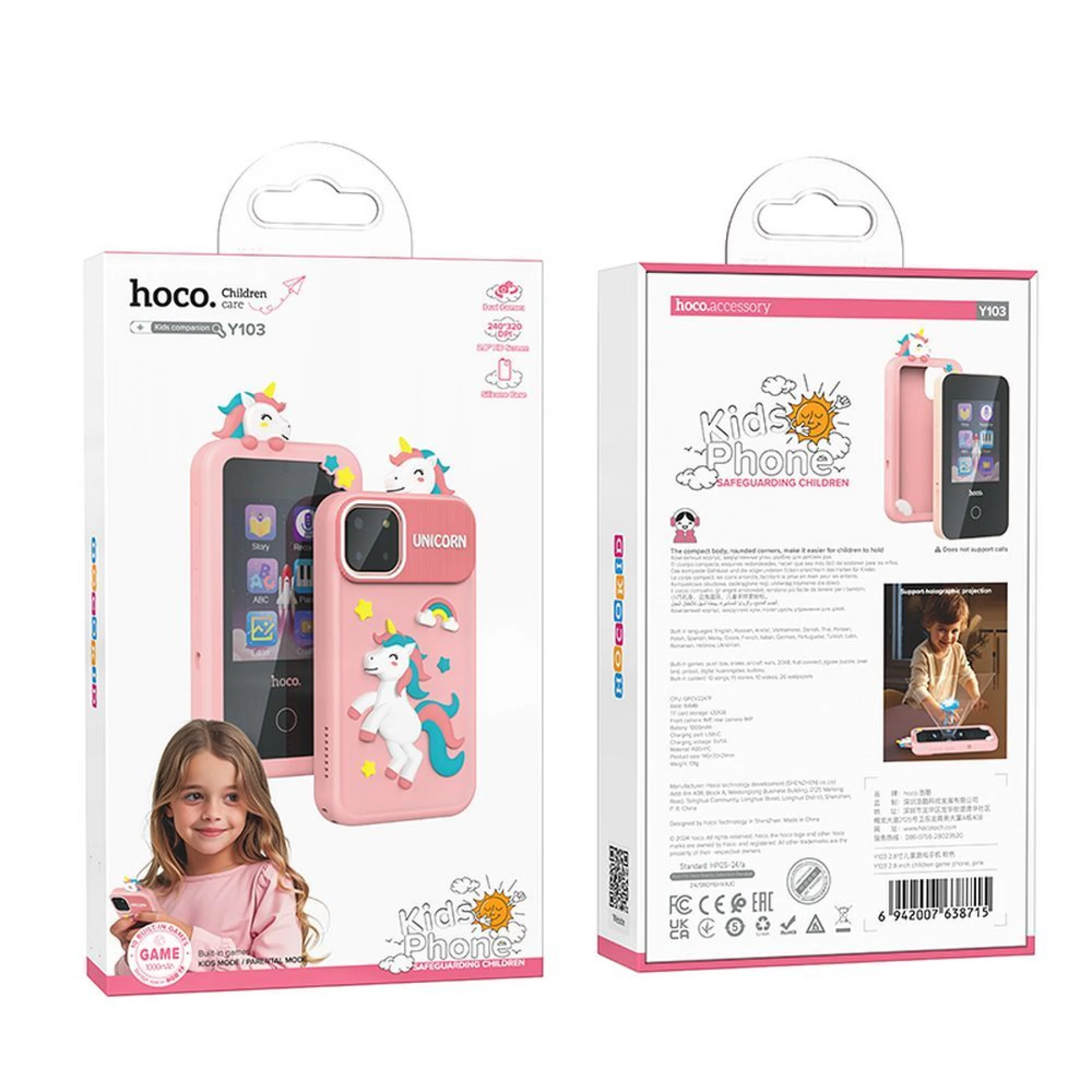 Konzola/mobitel za igre HOCO gaming phone for kids Y103 rozi