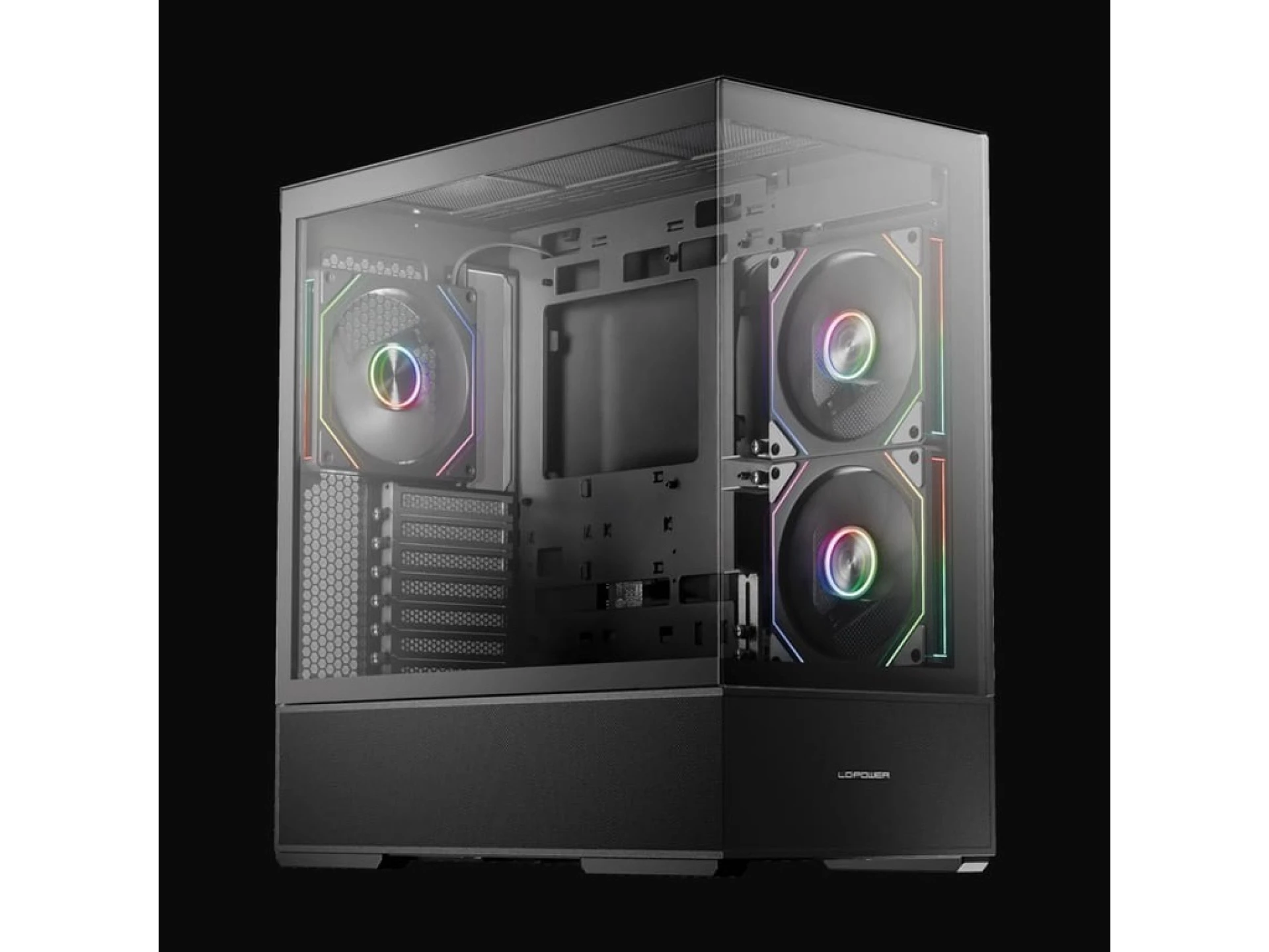 LC-Power Case Gaming 812BOnyx Vision, Midi-Tower, ATX3xARGB fans,GPU: 400mm, CPU Cooler: 190m