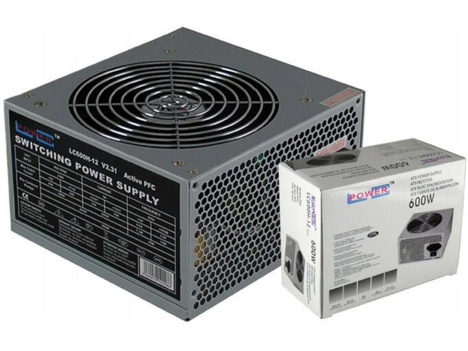LC-Power PSU 600W 12cmLC600H-12 V2.31 Office Series4+4 pin, 6x SATA, 2x PCIe, Active PFC