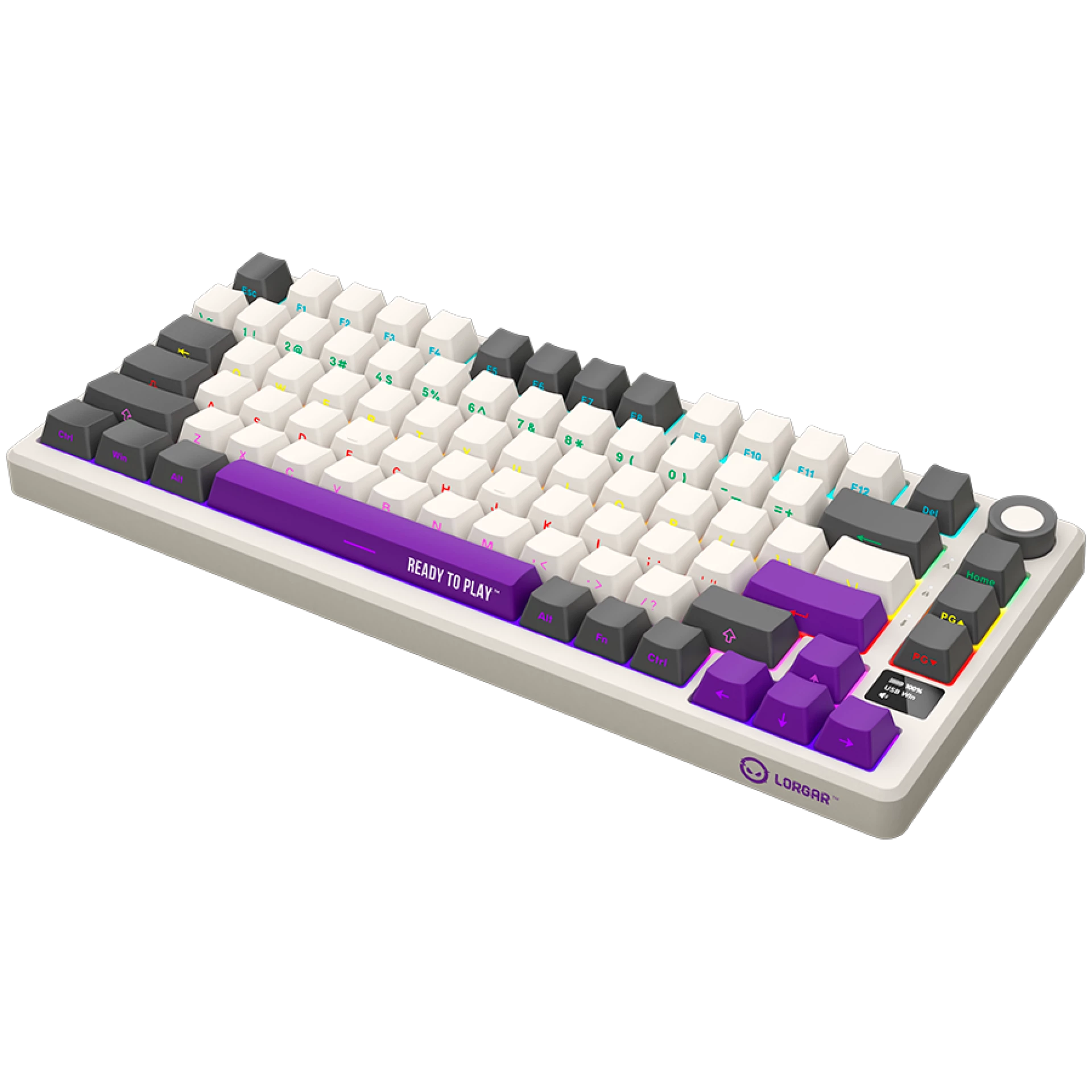 LORGAR KBP7075W, Wireless 75% Mechanical Gaming Keyboard Pro, Beige, EN layout