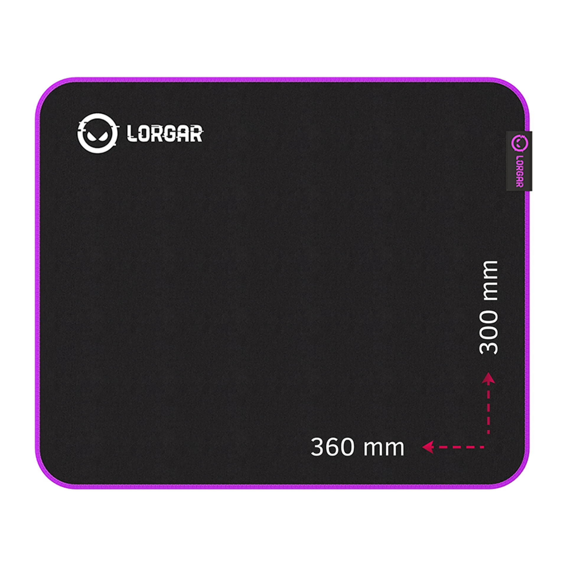 Lorgar Main 313, Gaming mouse pad, High-speed surface, Purple anti-slip rubber base, size: 360mm x 300mm x 3mm, weight 0.195kg