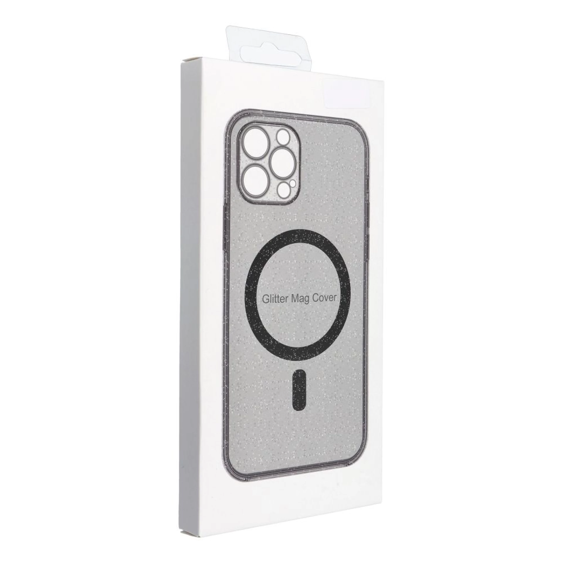 Maska Clear MAG cover MagSafe za iPhone 14 Pro crna glitter