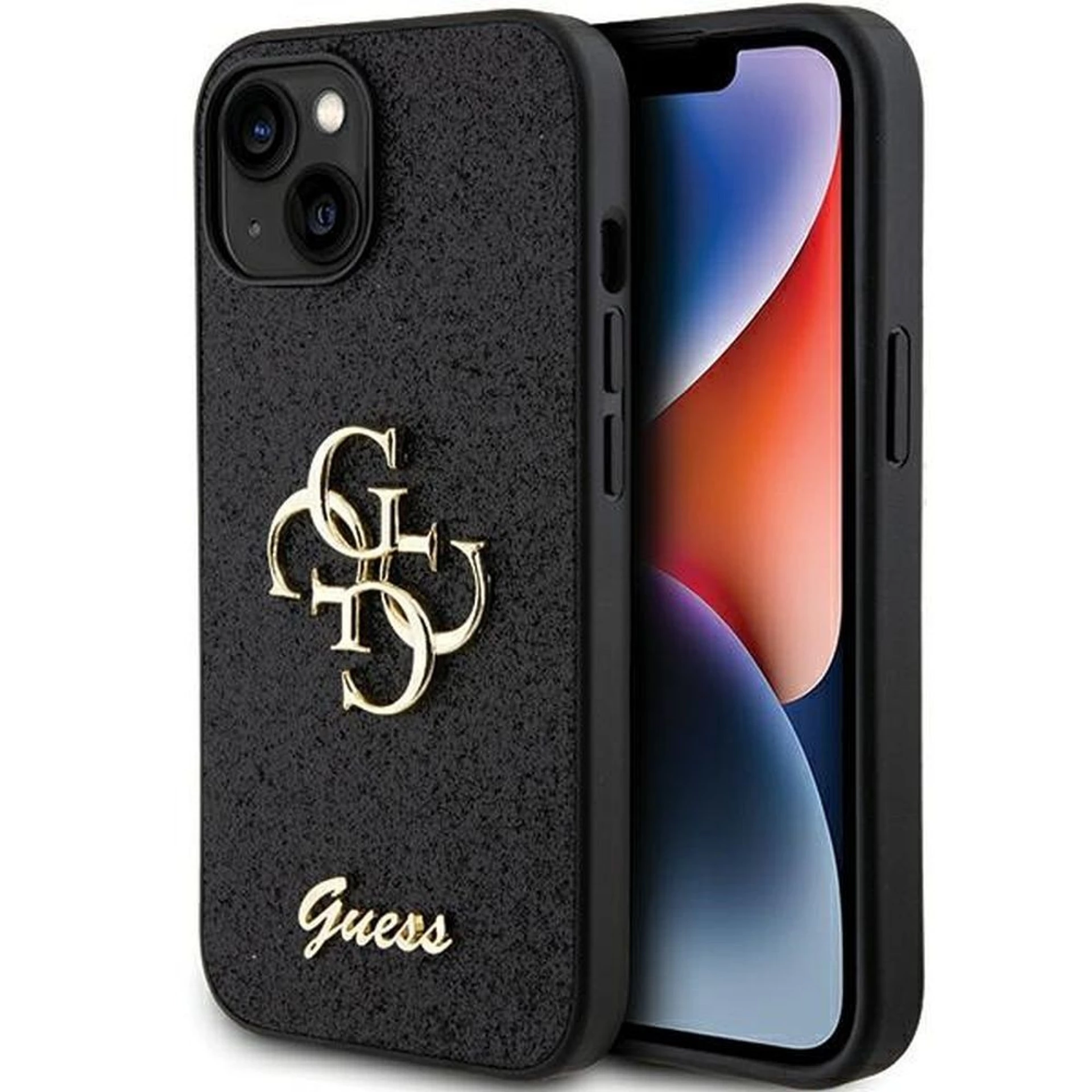 Maska GUESS Original faceplate za iPhone 15 (Fixed Glitter Big 4G)