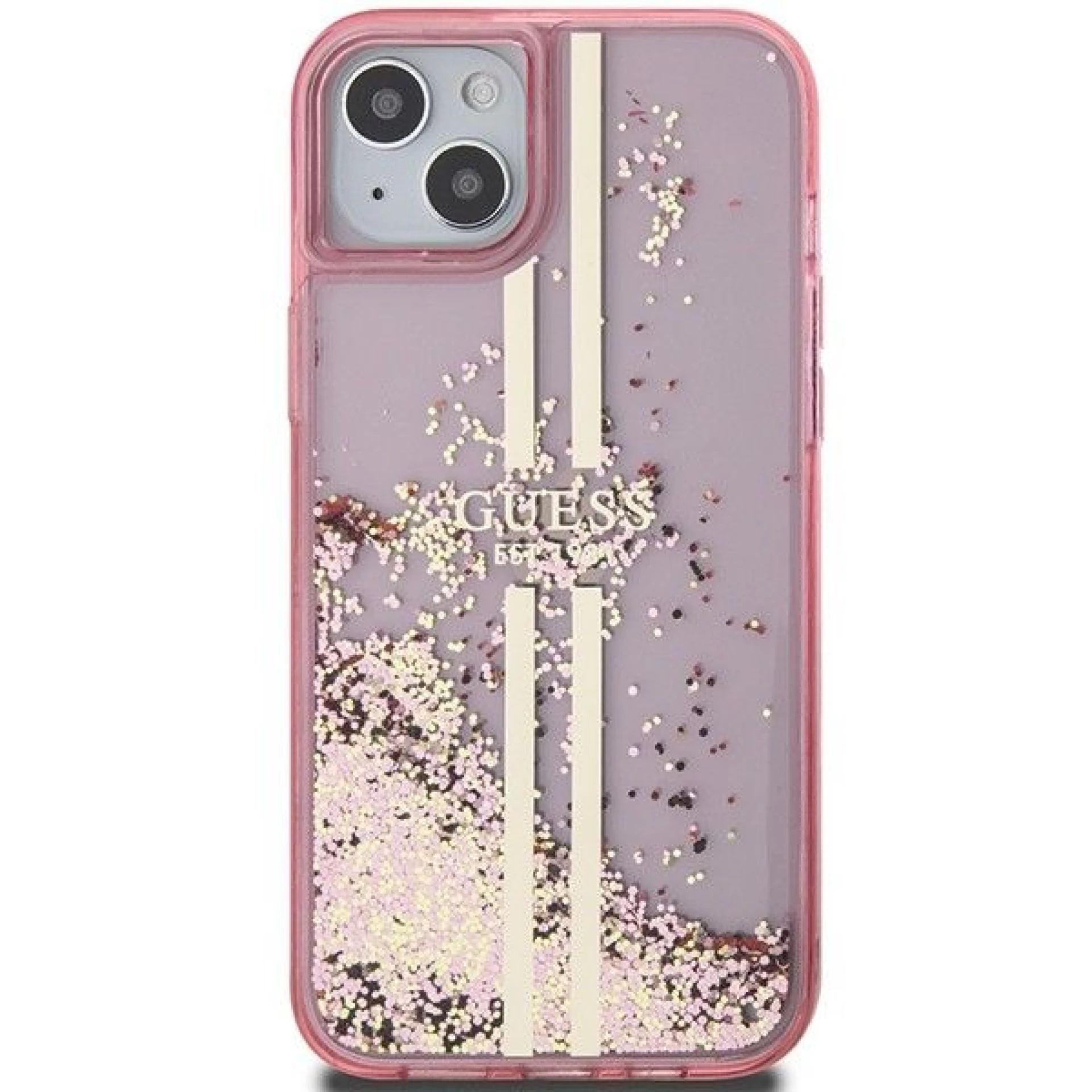 Maska GUESS Original faceplate za iPhone 15 (Liquid Glitter Gold)