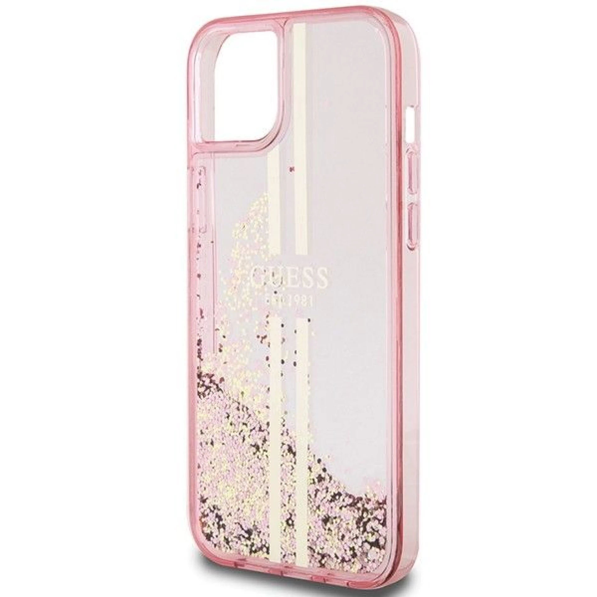 Maska GUESS Original faceplate za iPhone 15 (Liquid Glitter Gold)