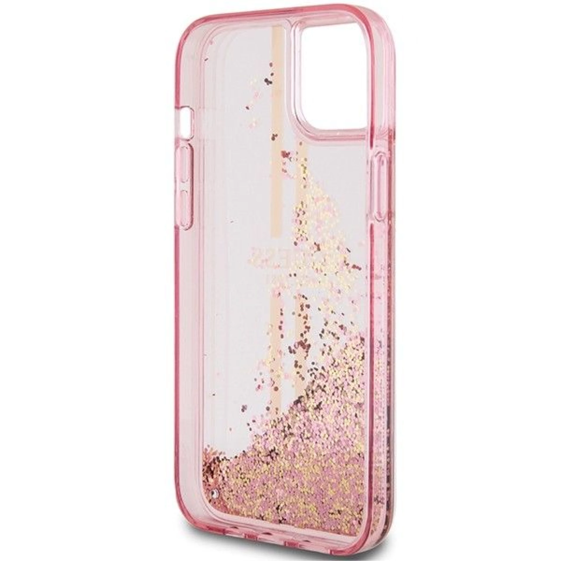 Maska GUESS Original faceplate za iPhone 15 (Liquid Glitter Gold)