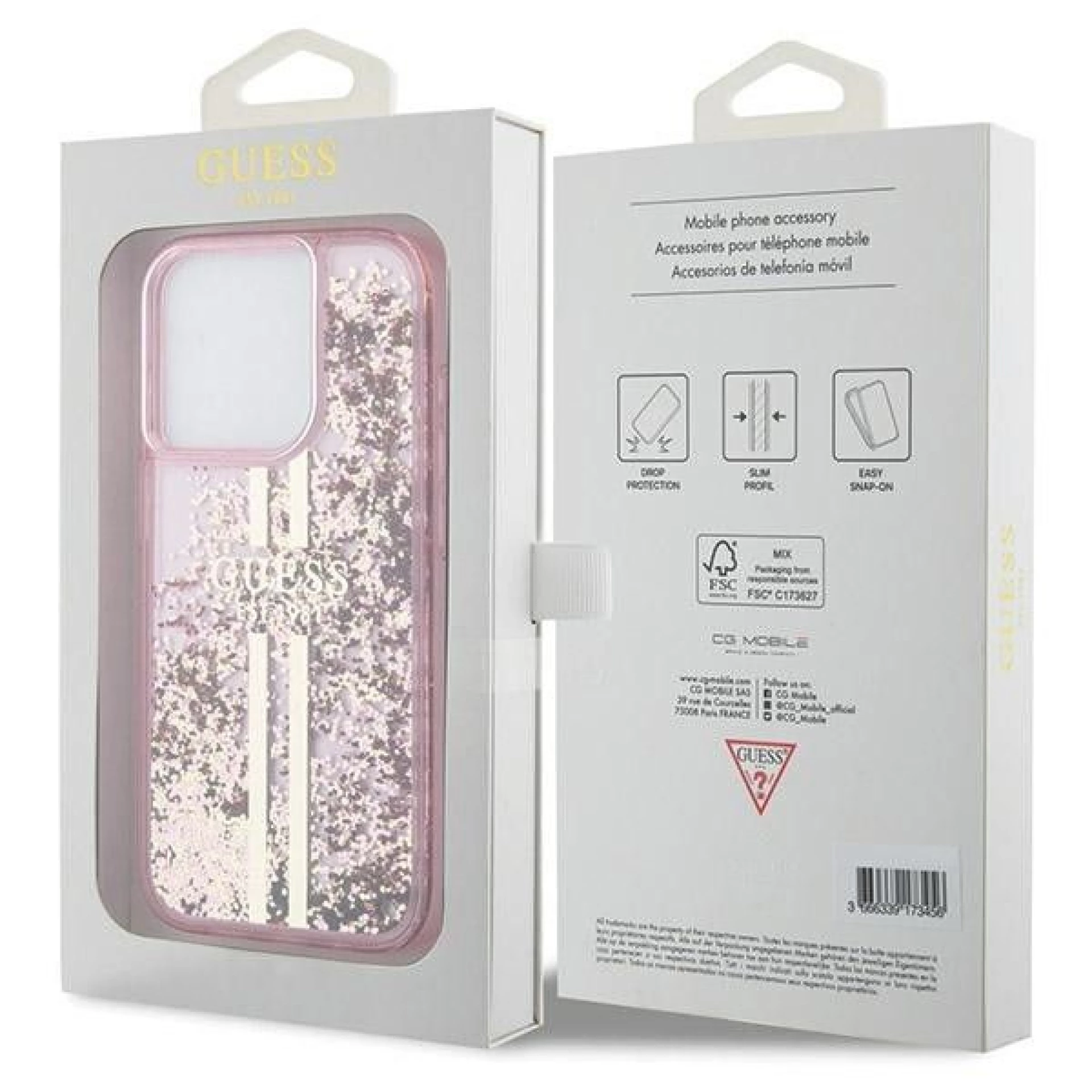 Maska GUESS Original faceplate za iPhone 15 Pro (Liquid Glitter)
