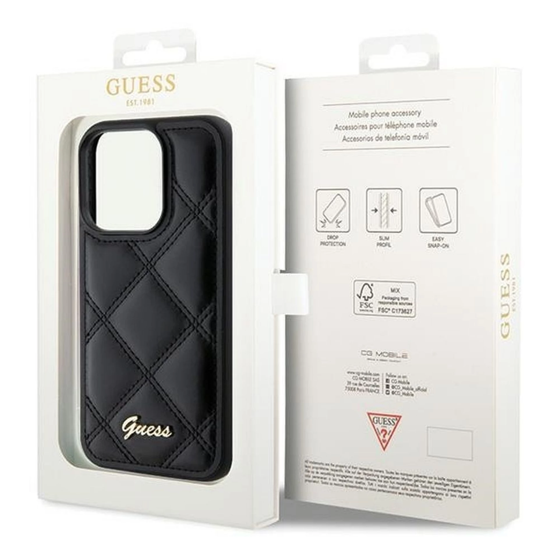 Maska GUESS Original faceplate za iPhone 15 Pro Max (Quilted Metal)