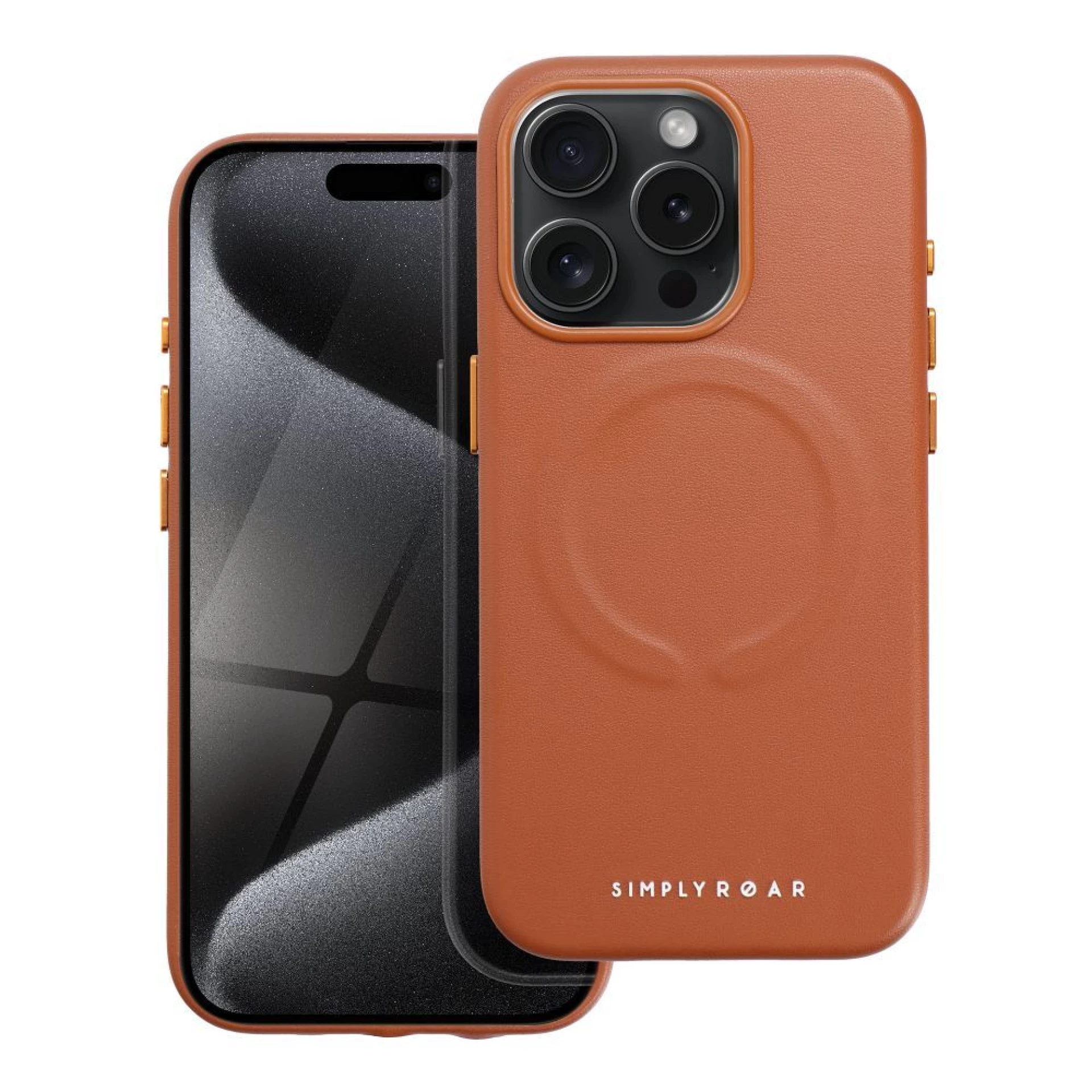 Maska Roar Leather MAG komp.sa MagSafe za iPhone 15 Pro smeđa