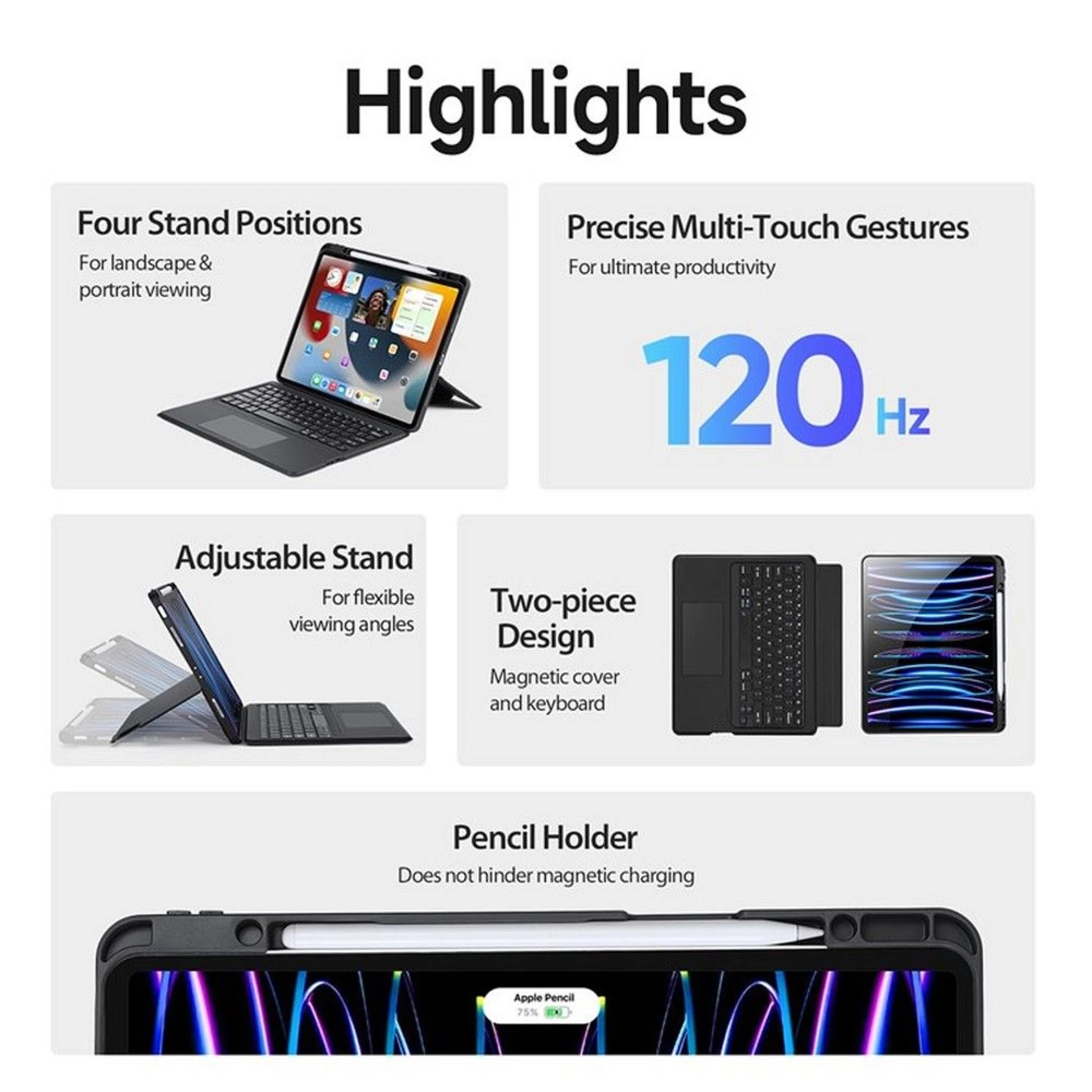 Maska preklopna s bežičnom tastaturom za iPad Pro 12.9