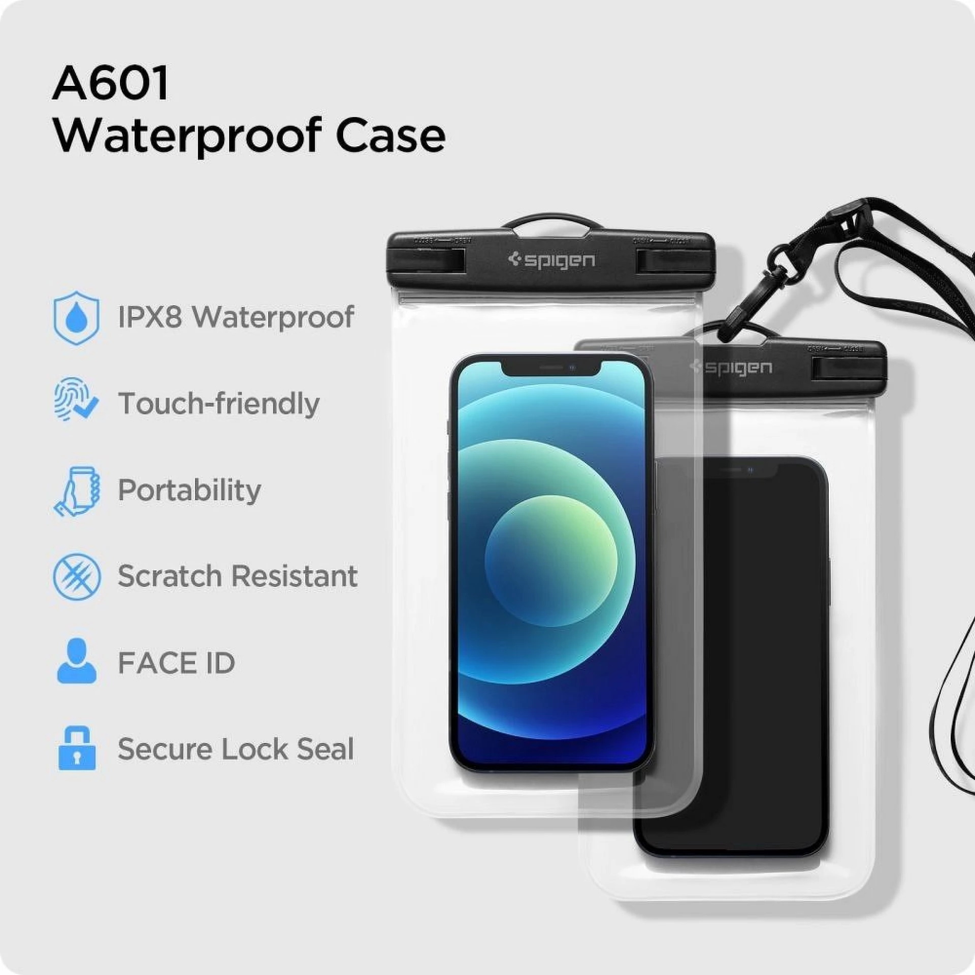 Maska SPIGEN A601 univerzalna vodootporna transparent 2-PACK