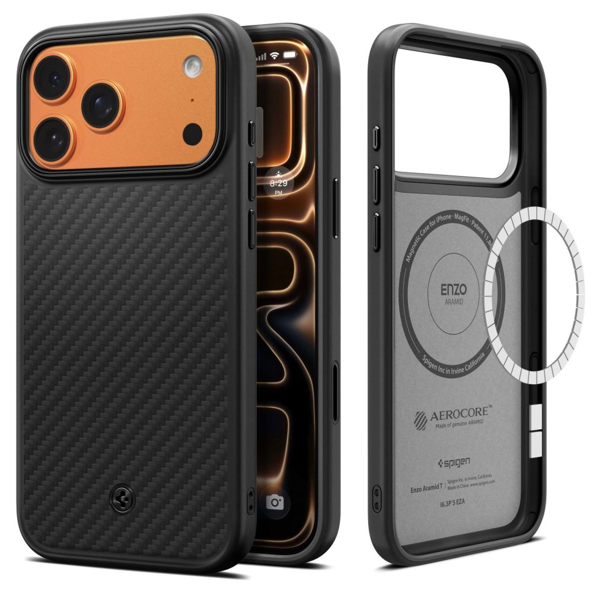 Maska Spigen Enzo Aramid "T" MagSafe za iPhone 17 Pro Max crna