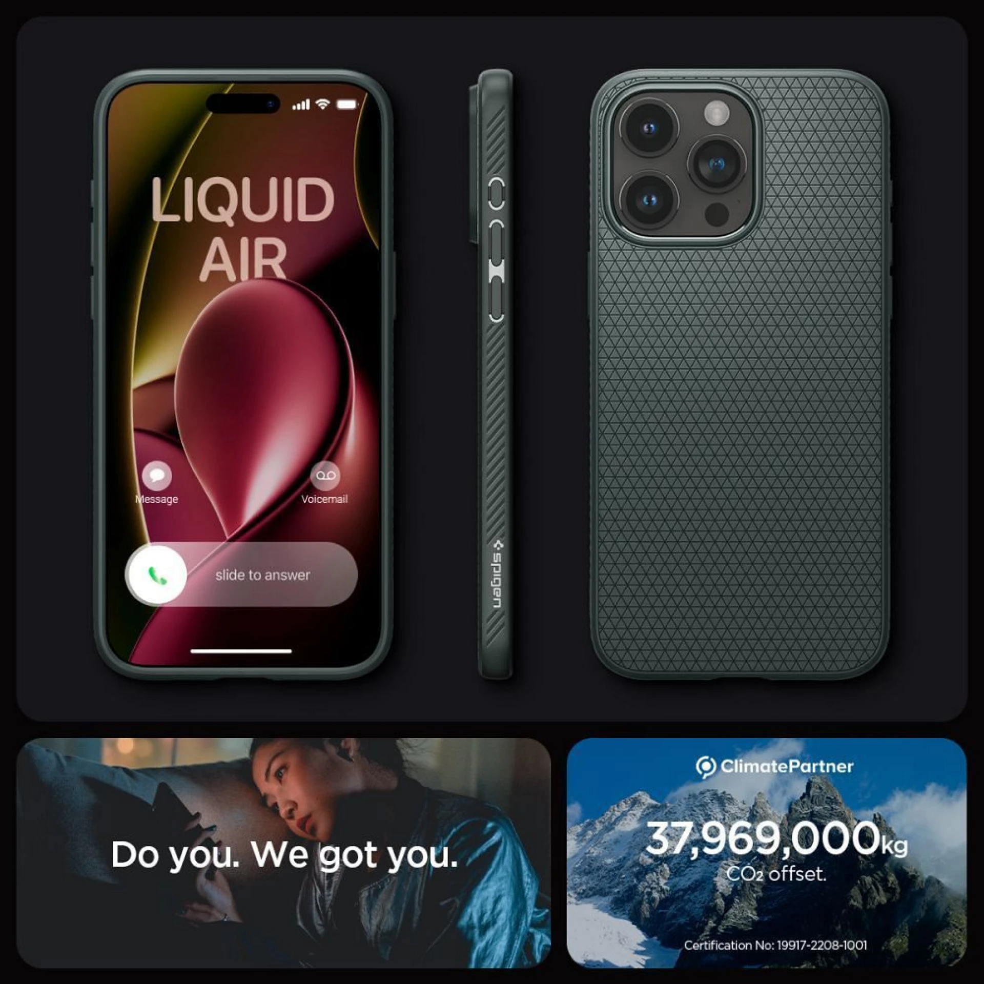 Maska SPIGEN Liquid Air za IPHONE 15 PRO MAX abyss
green