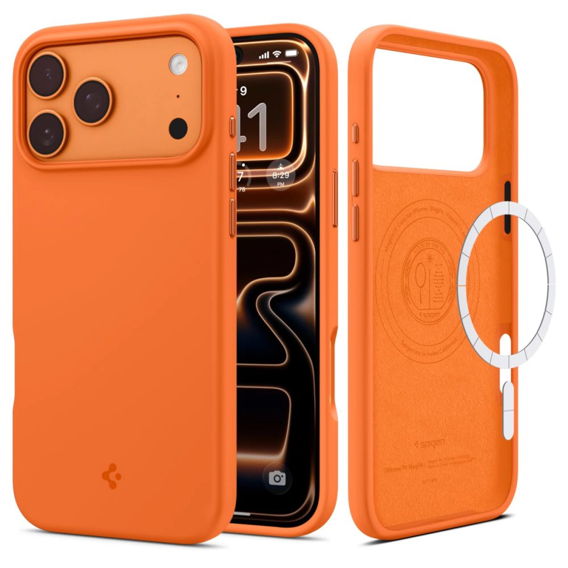 Maska Spigen Silicone Fit Mag Case za iPhone 17 Pro Max Orange