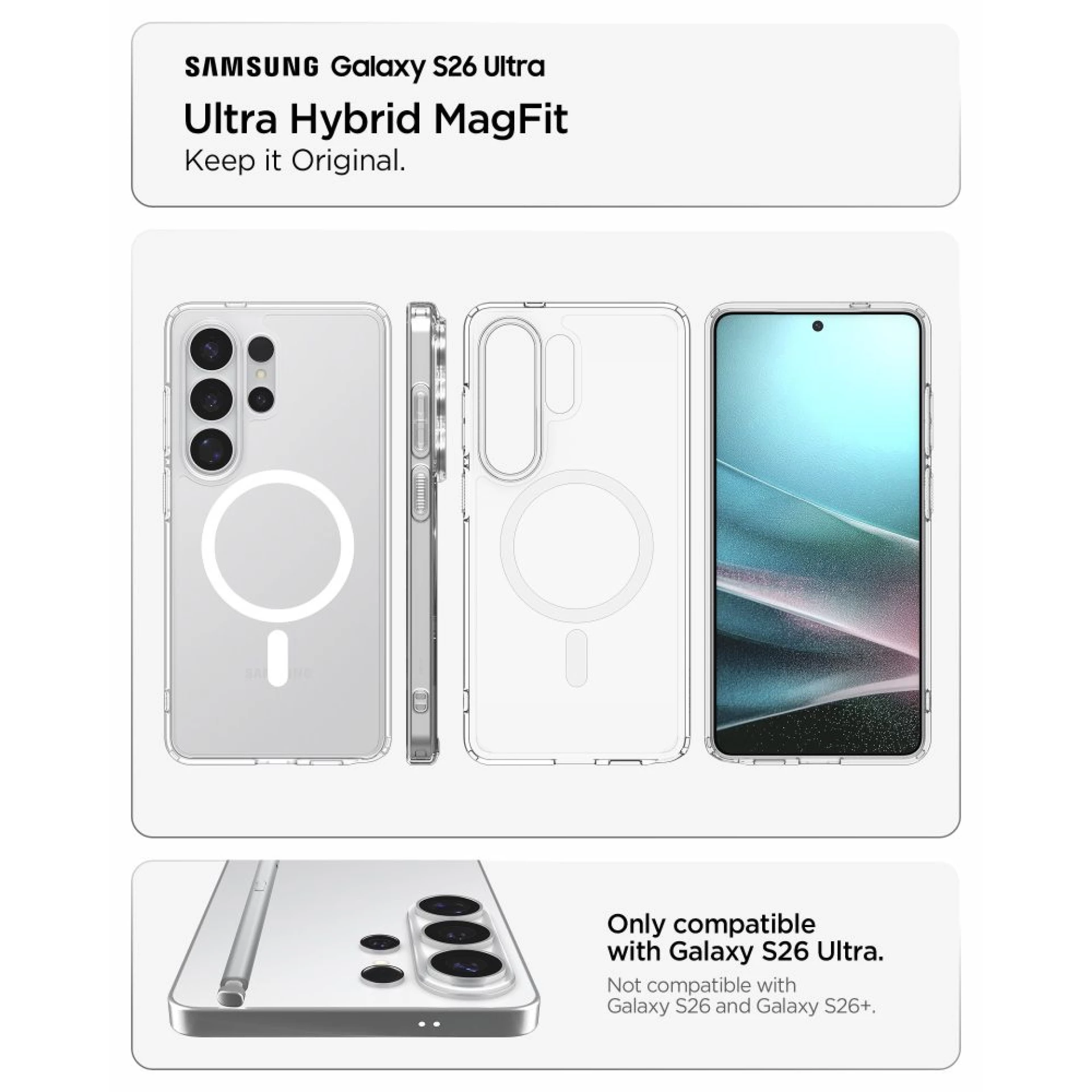 Maska Spigen Ultra Hybrid MagSafe za Samsung S26 Ultra clear bijela