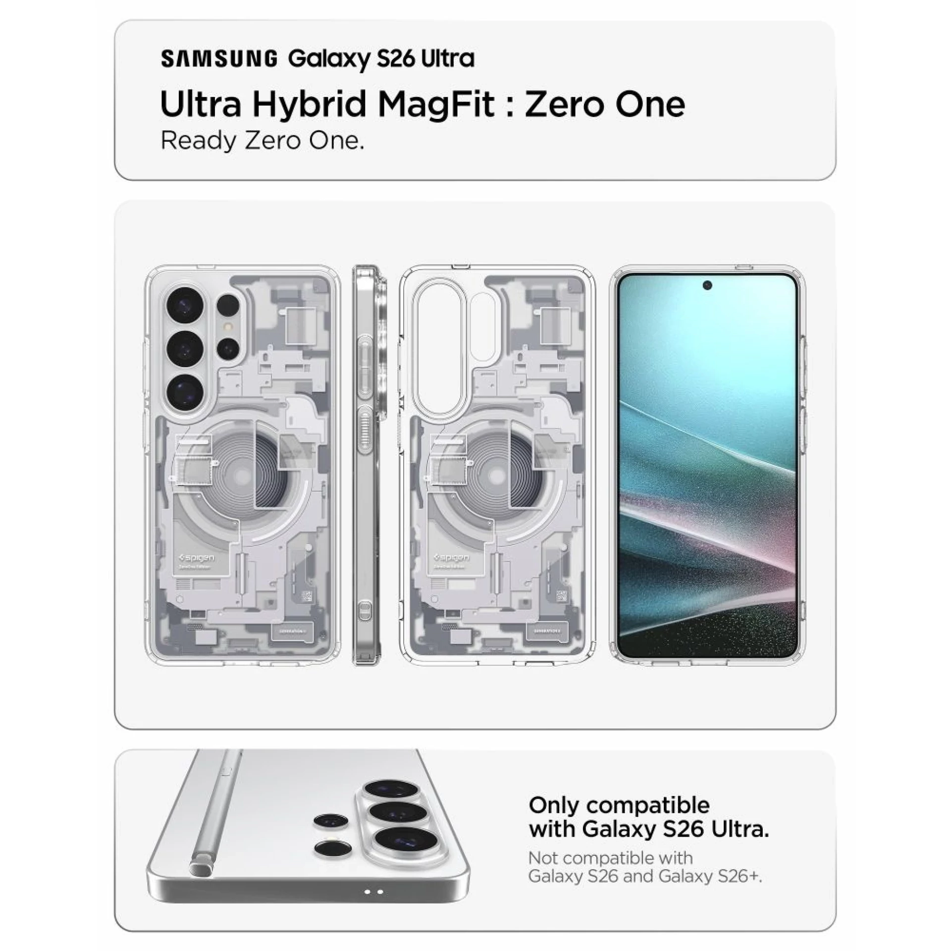 Maska Spigen Ultra Hybrid MagSafe za Samsung S26 Ultra Zero One bijela