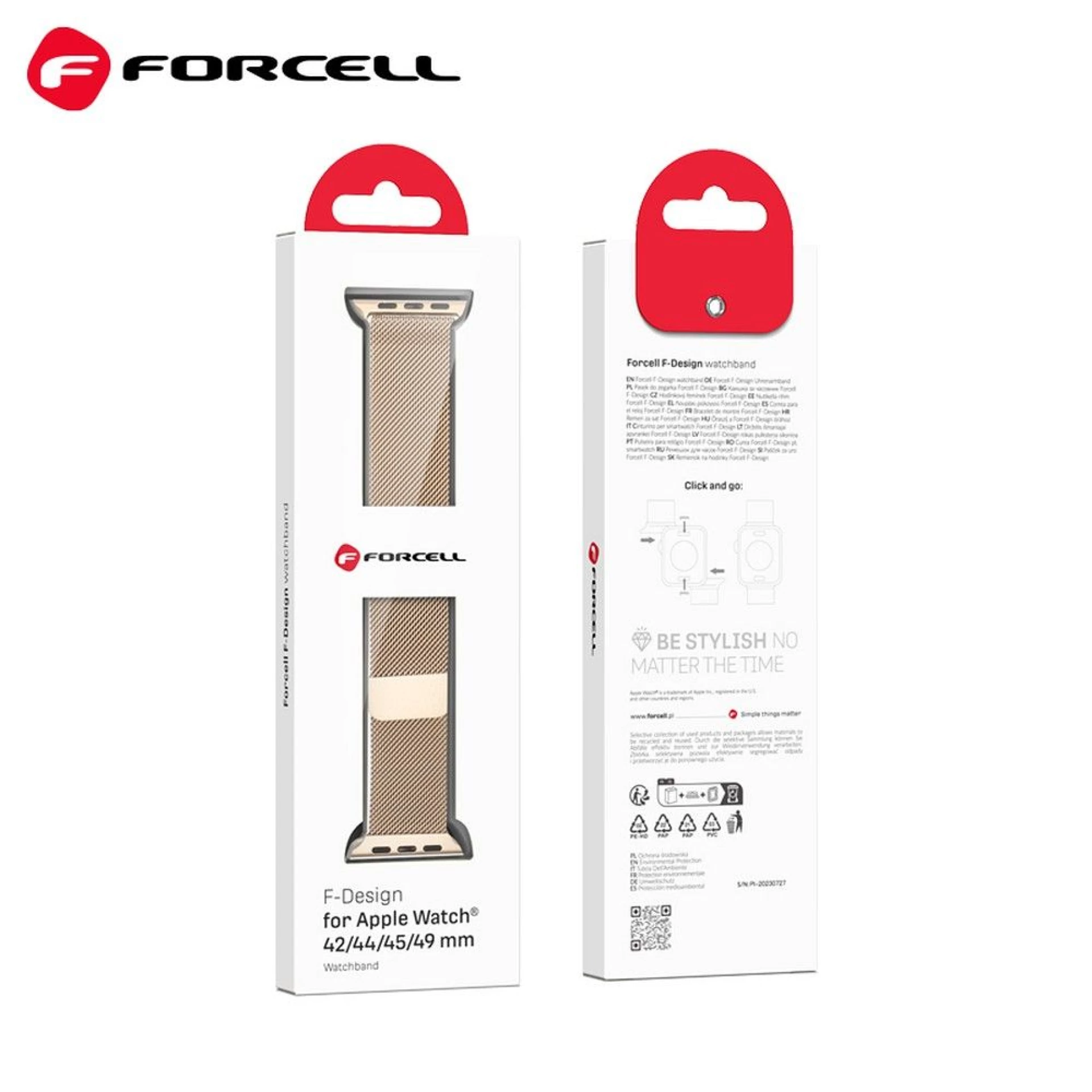 Narukvica FORCELL FA03 magnetic stain.steel za Apple Watch 42/44/45/49mm gold