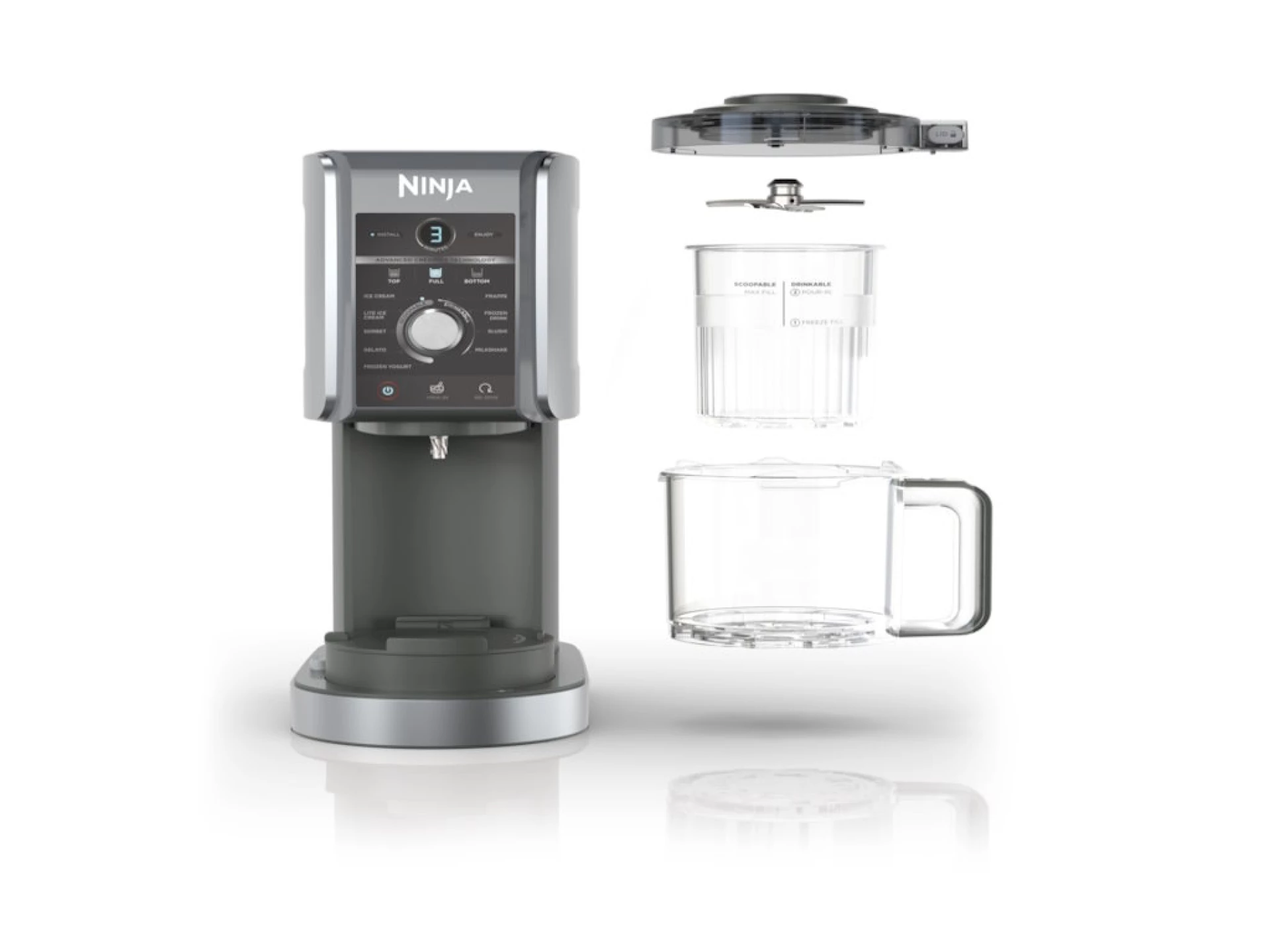 Ninja aparat za sladoled10 programa, 4 funkcije, 50% veci kapac. snaga 800W, kapac. 709ml