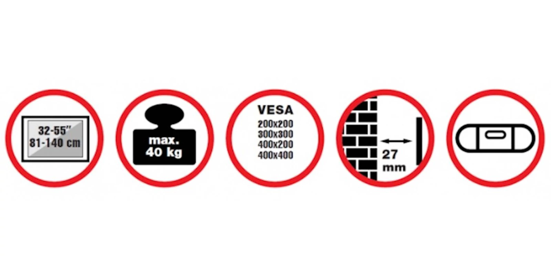 Nosač REFLECTA za TV Slim 55-4040; 32-55", 27mm distance to wall, max load 40kg, water level