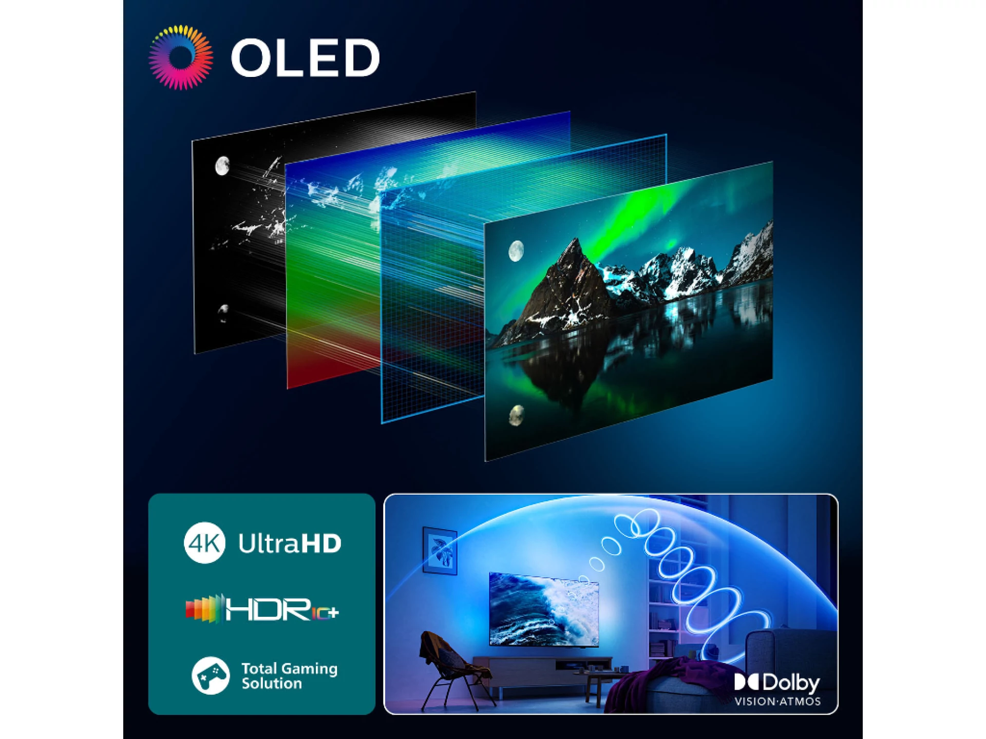 Philips 65''OLED770 4K TitanAmbilight s 3 strane; 2.1 HDMI; P5 AI perfect; panel 120 HZ