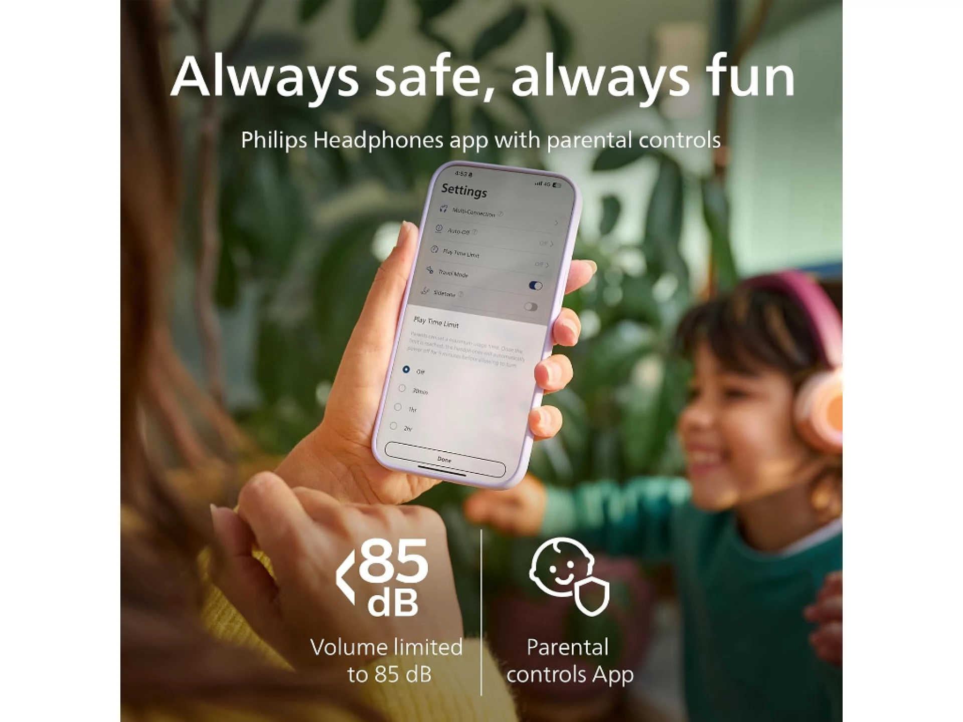 Philips TAK4200 djecije slusBT; LED svjetla; do 45h bateribezicno dijeljenje zvuka; aplikacija
